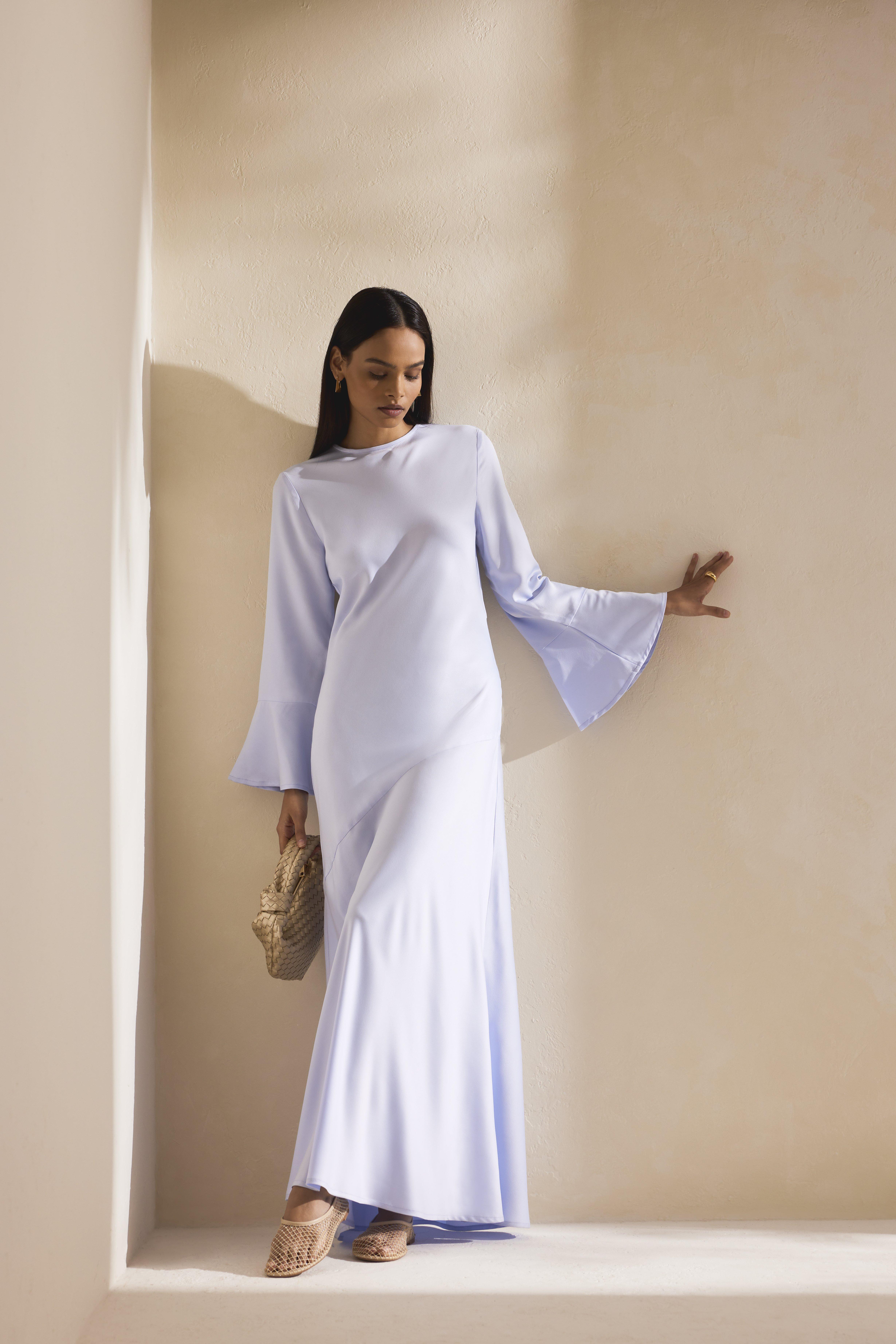 Fe Satin Beren Dress, Blue, , large image number 1