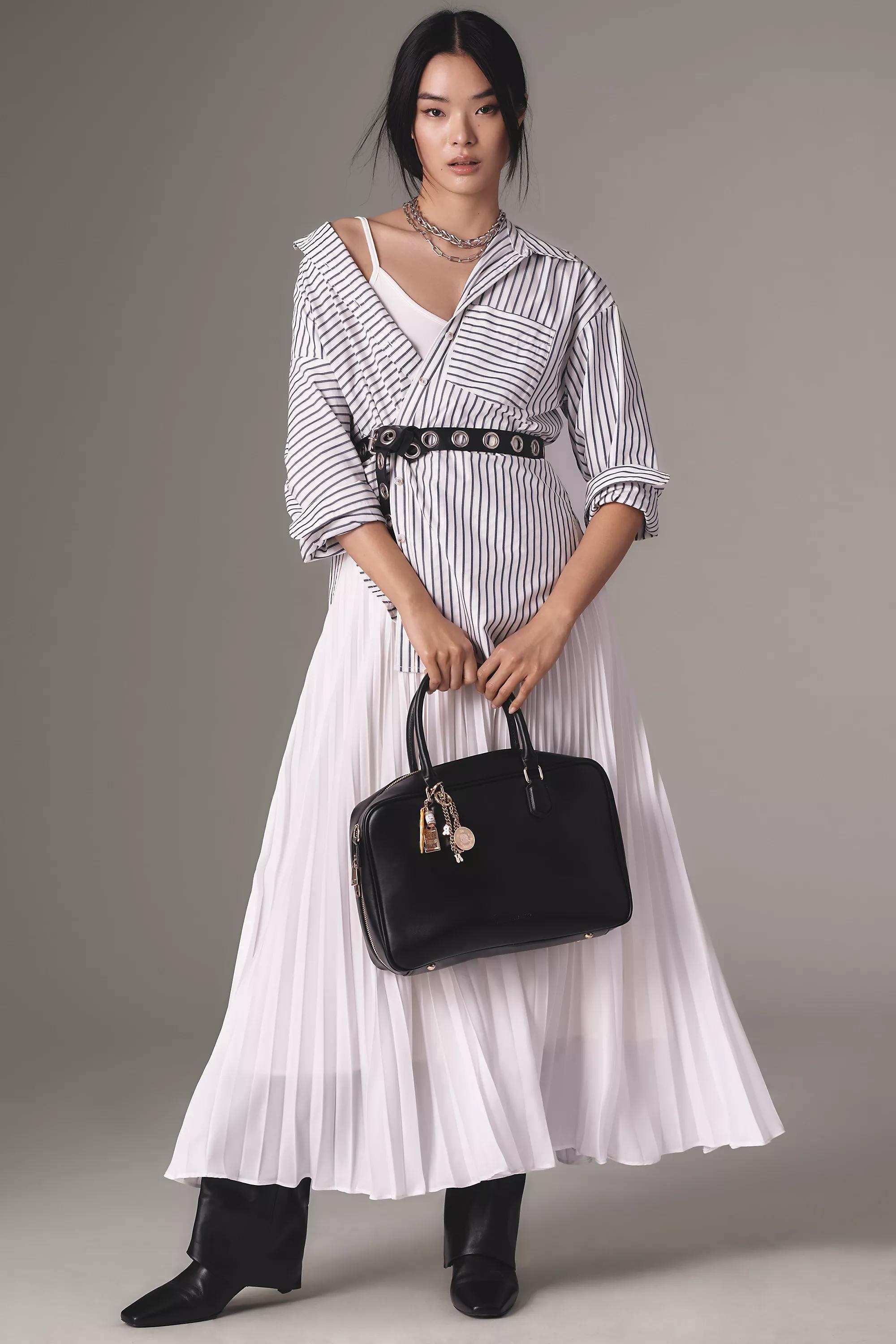 Anthropologie Striped Shirt Dress, Ivory, , medium