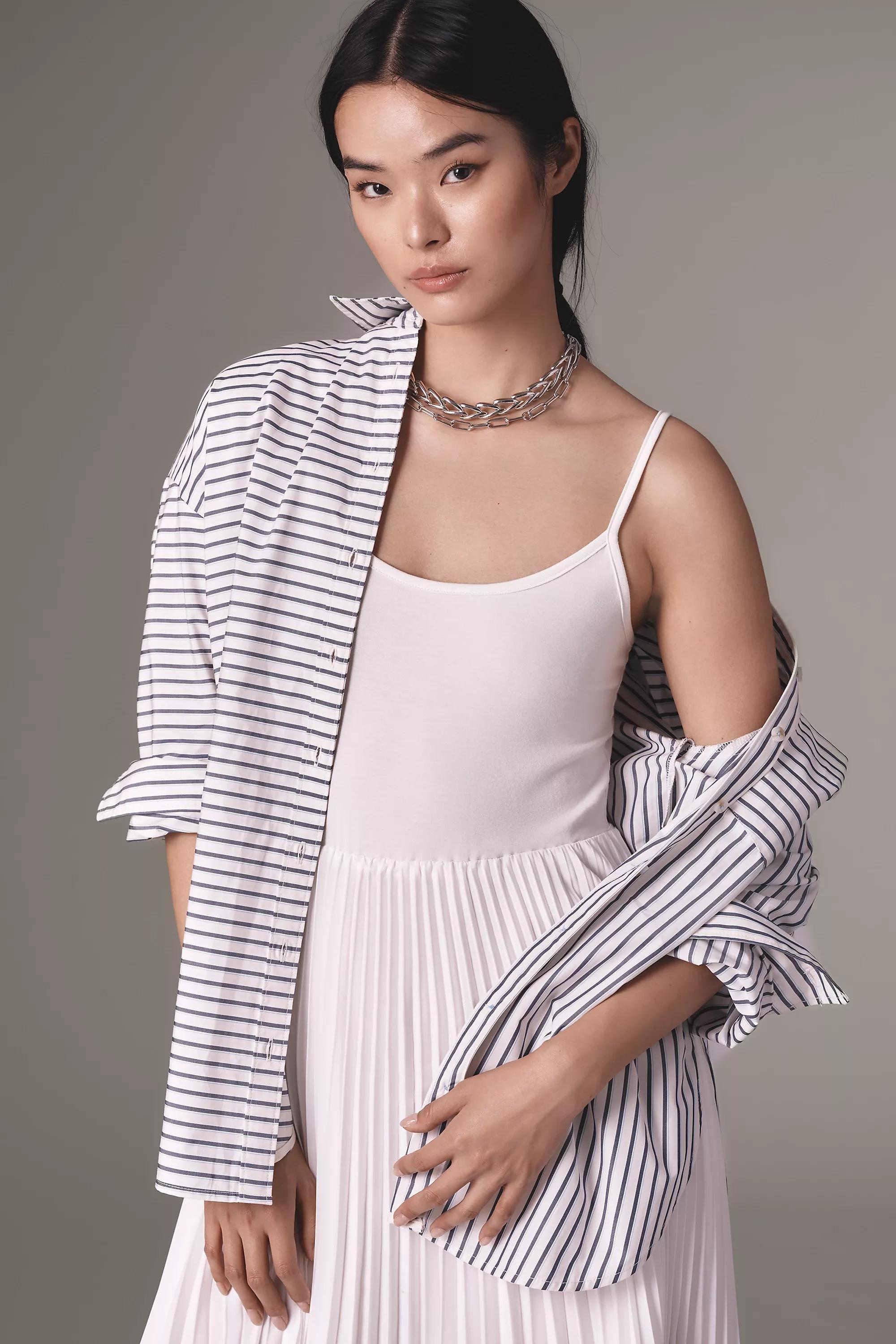 Anthropologie Striped Shirt Dress, Ivory, , large image number 2