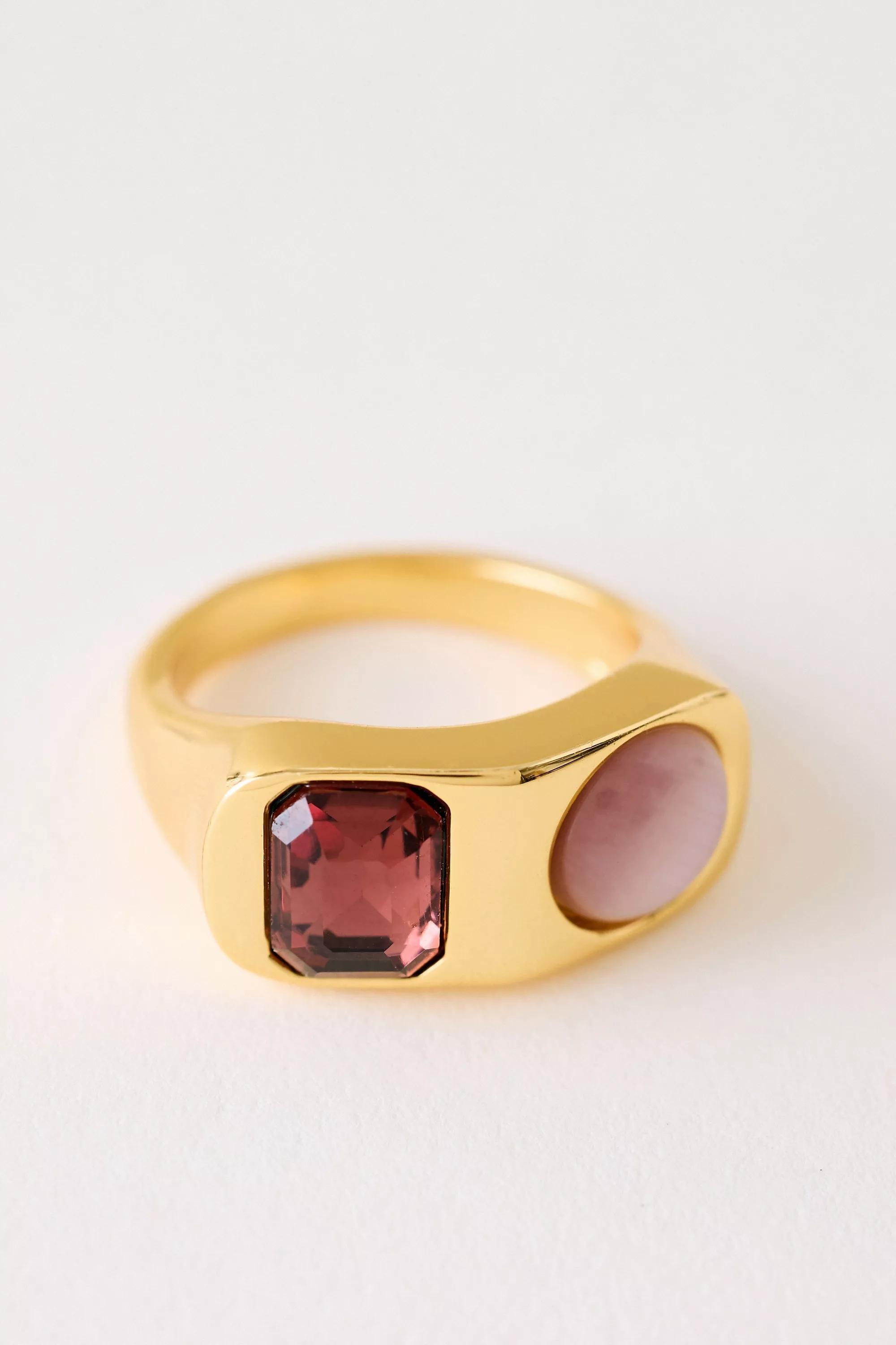 Gold-Plated Stone Ring, Purple, , medium