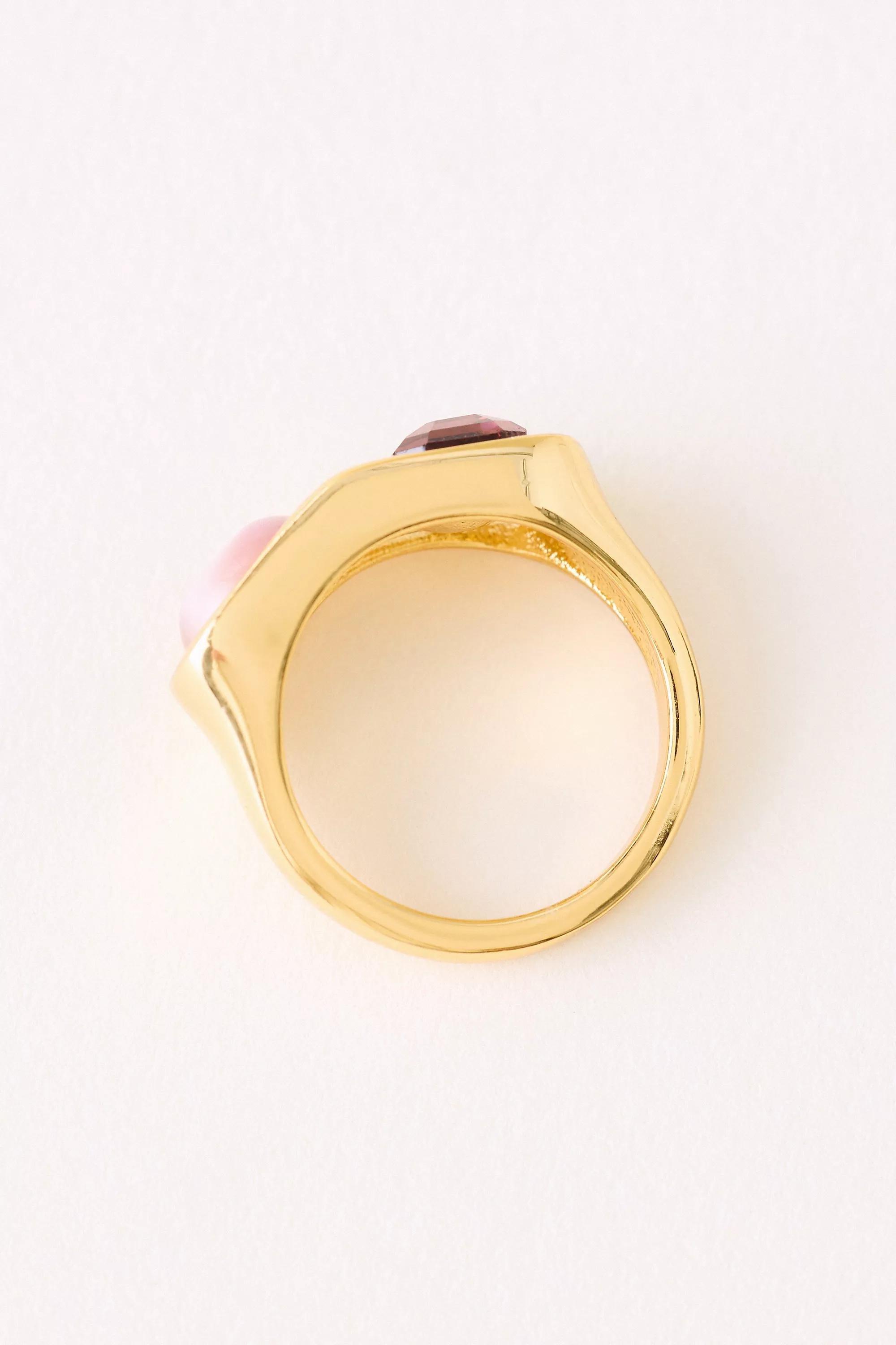 Gold-Plated Stone Ring, Purple, A501_0050, large image number 3