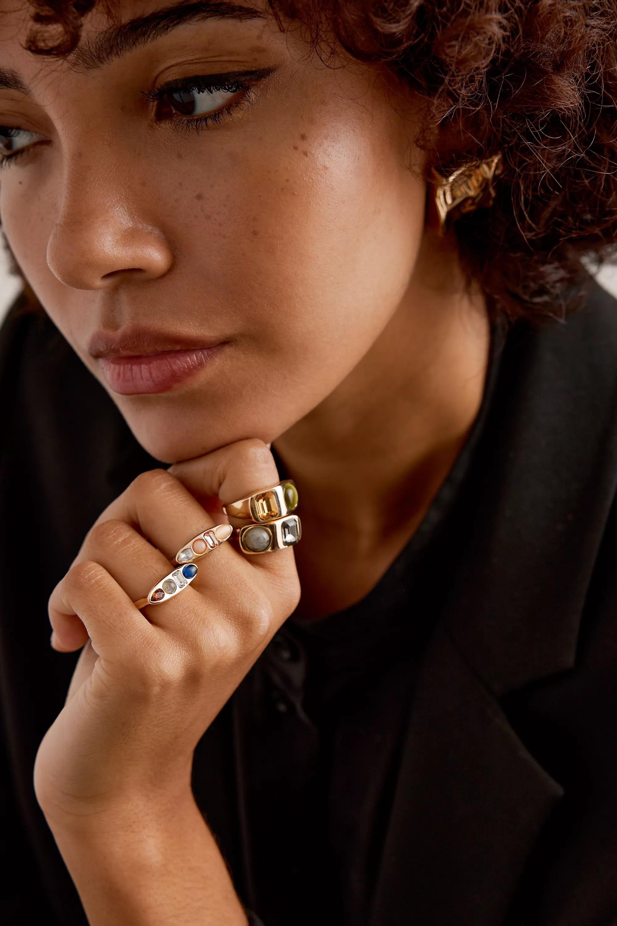 Anthropologie Gemstone Ring, Gold, , large image number 0