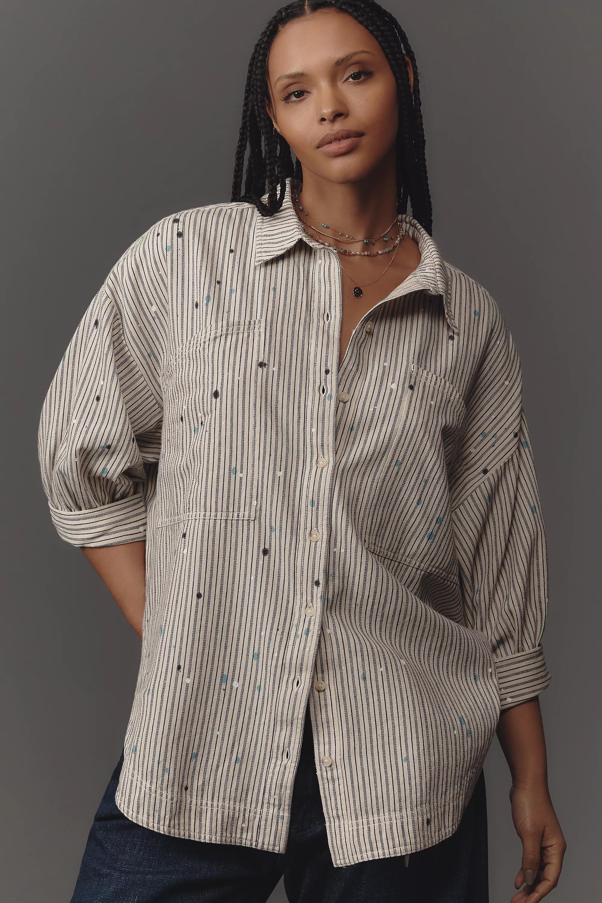 BLUE PATTERN Pilcro Studio Smock Buttondown Shirt, , large image number 0
