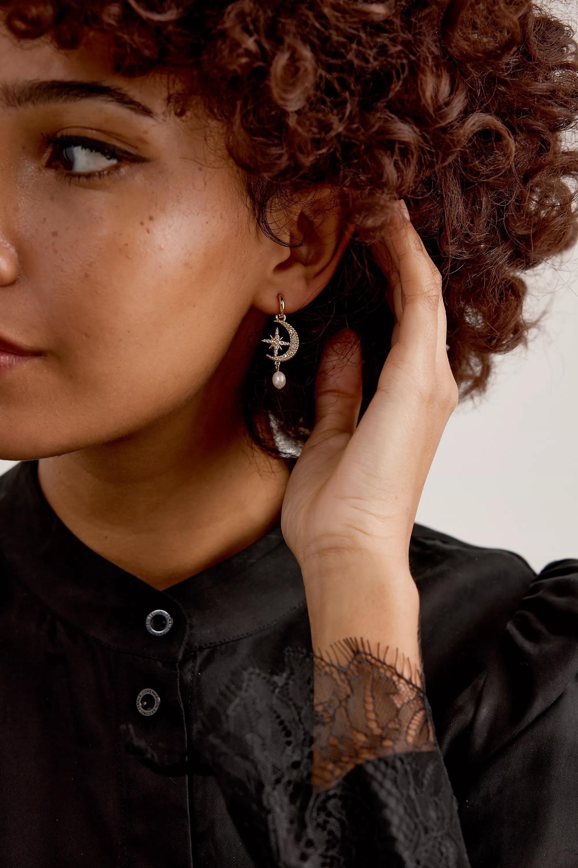 Anthropologie Celestial Pearl Drop, Gold, A501_0070, large image number 0