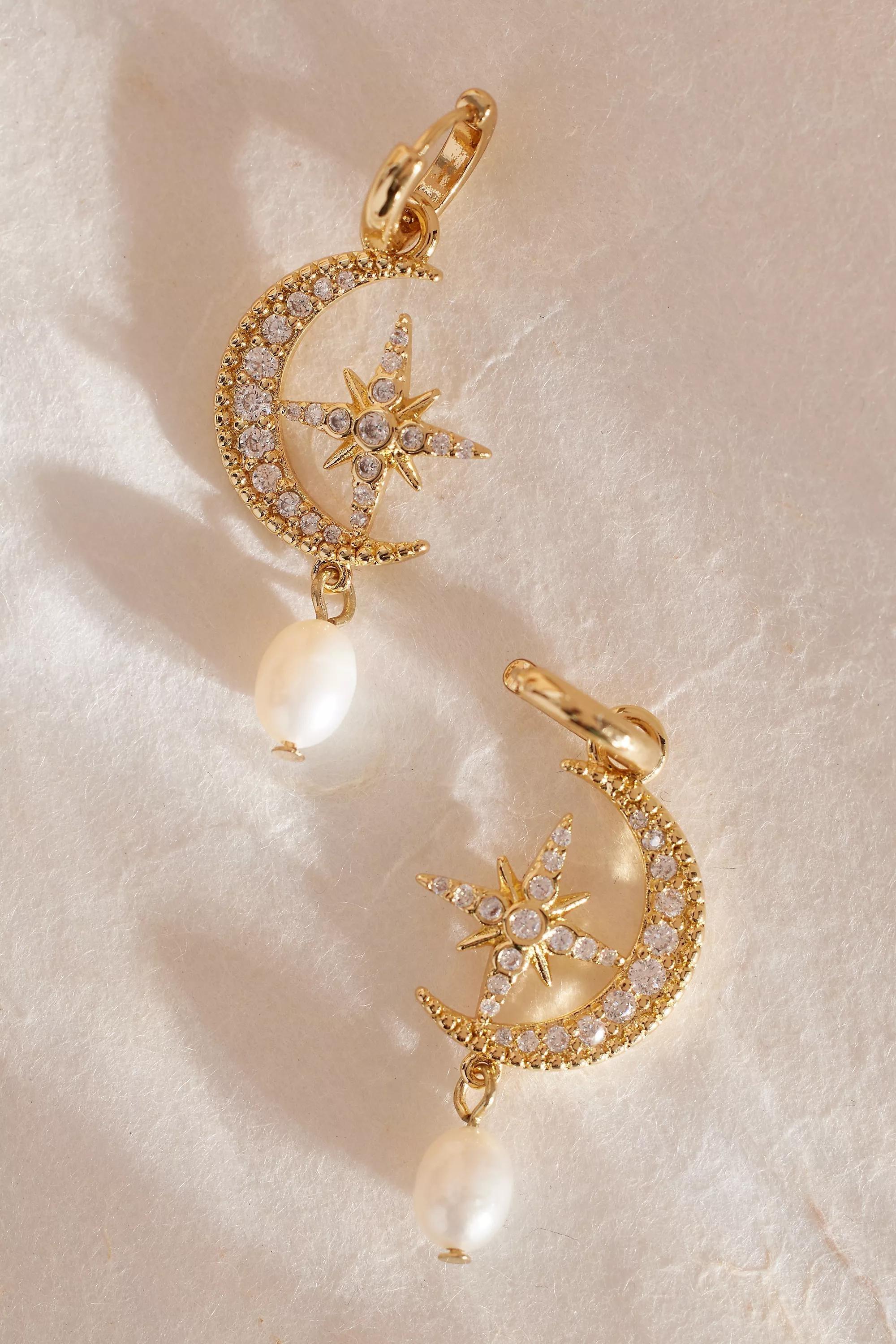 Anthropologie Celestial Pearl Drop, Gold, A501_0070, large image number 1