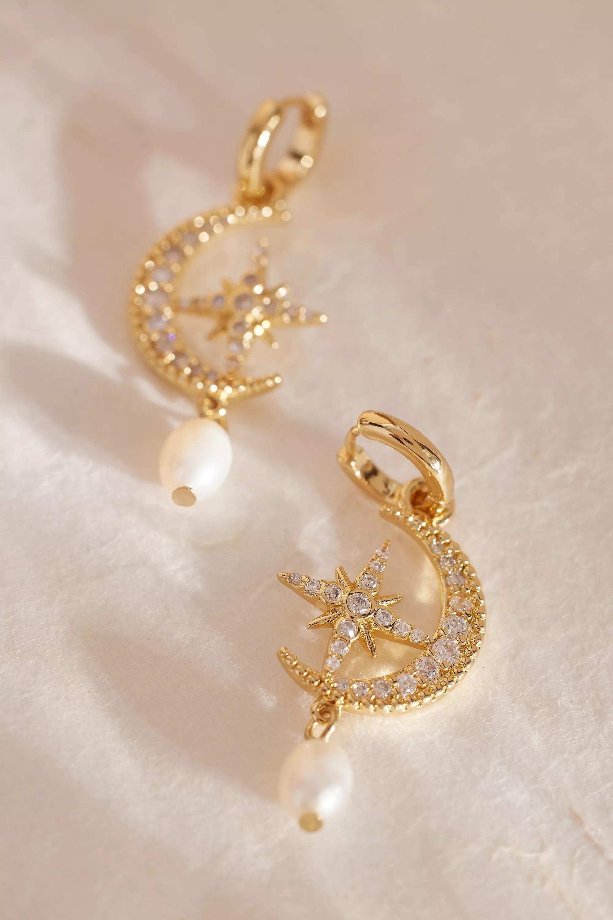 Anthropologie Celestial Pearl Drop, Gold, A501_0070, large image number 3