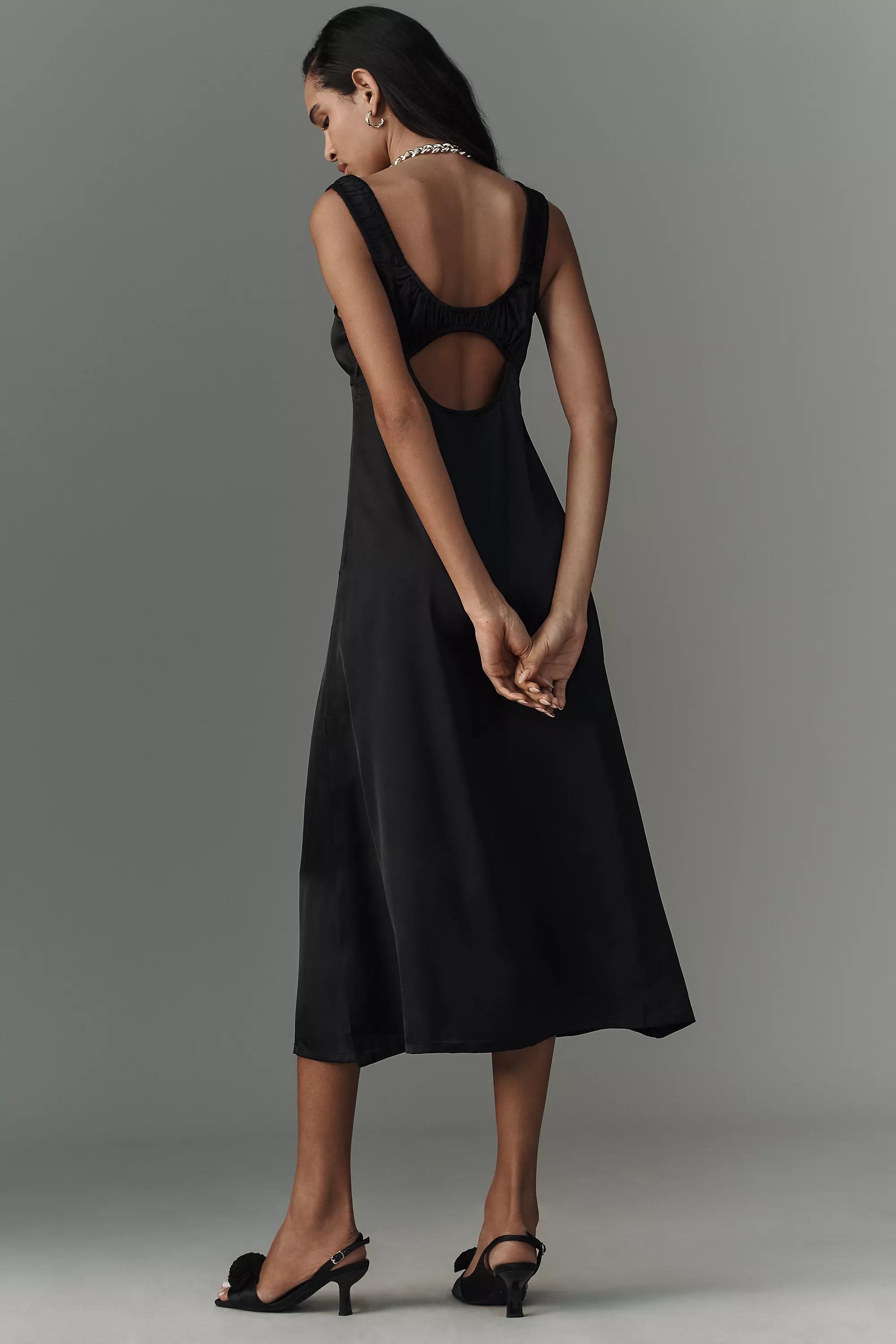 Anthropologie Animal Print Slip Brunch Midi, Black, , large image number 1