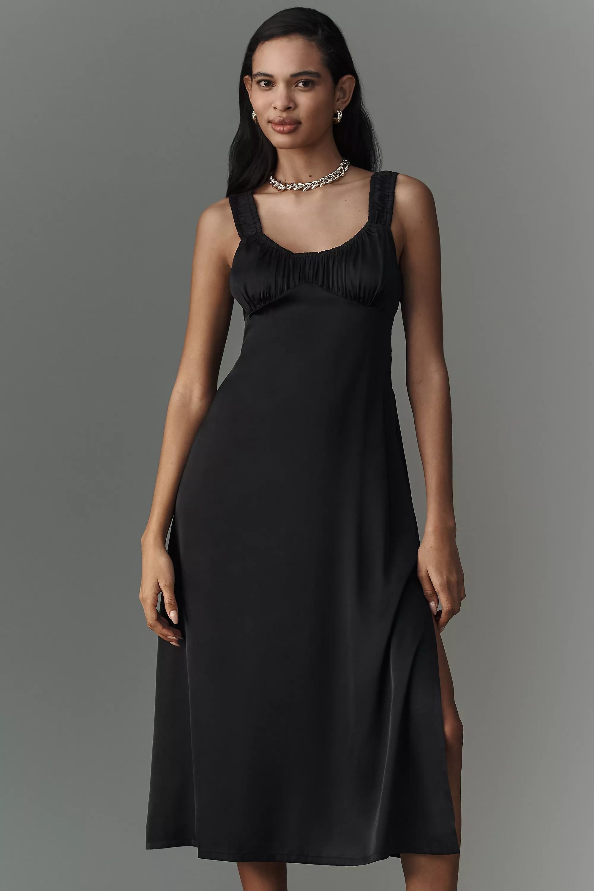 Anthropologie Animal Print Slip Brunch Midi, Black, , large image number 2