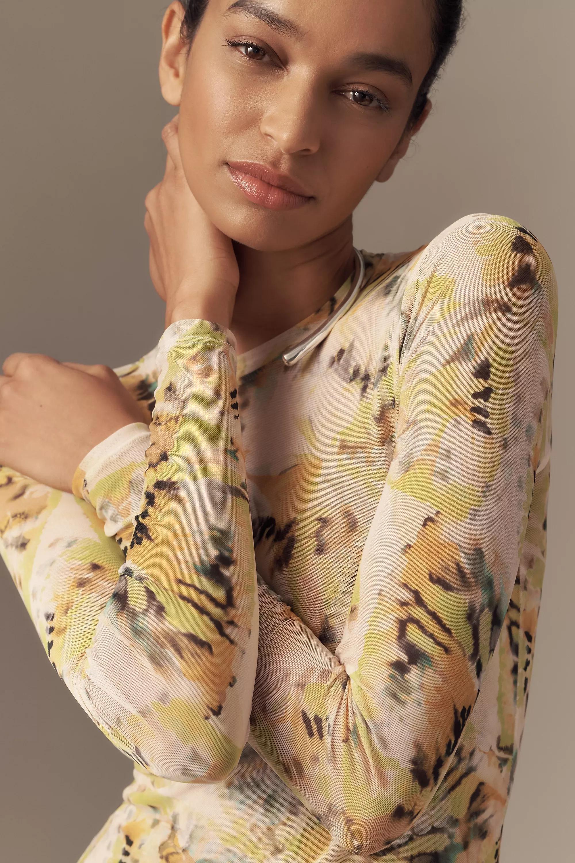 Green Pattern Afrm Paola Long-Sleeve Crew Neck Maxi Dress, A501_0038, large image number 2