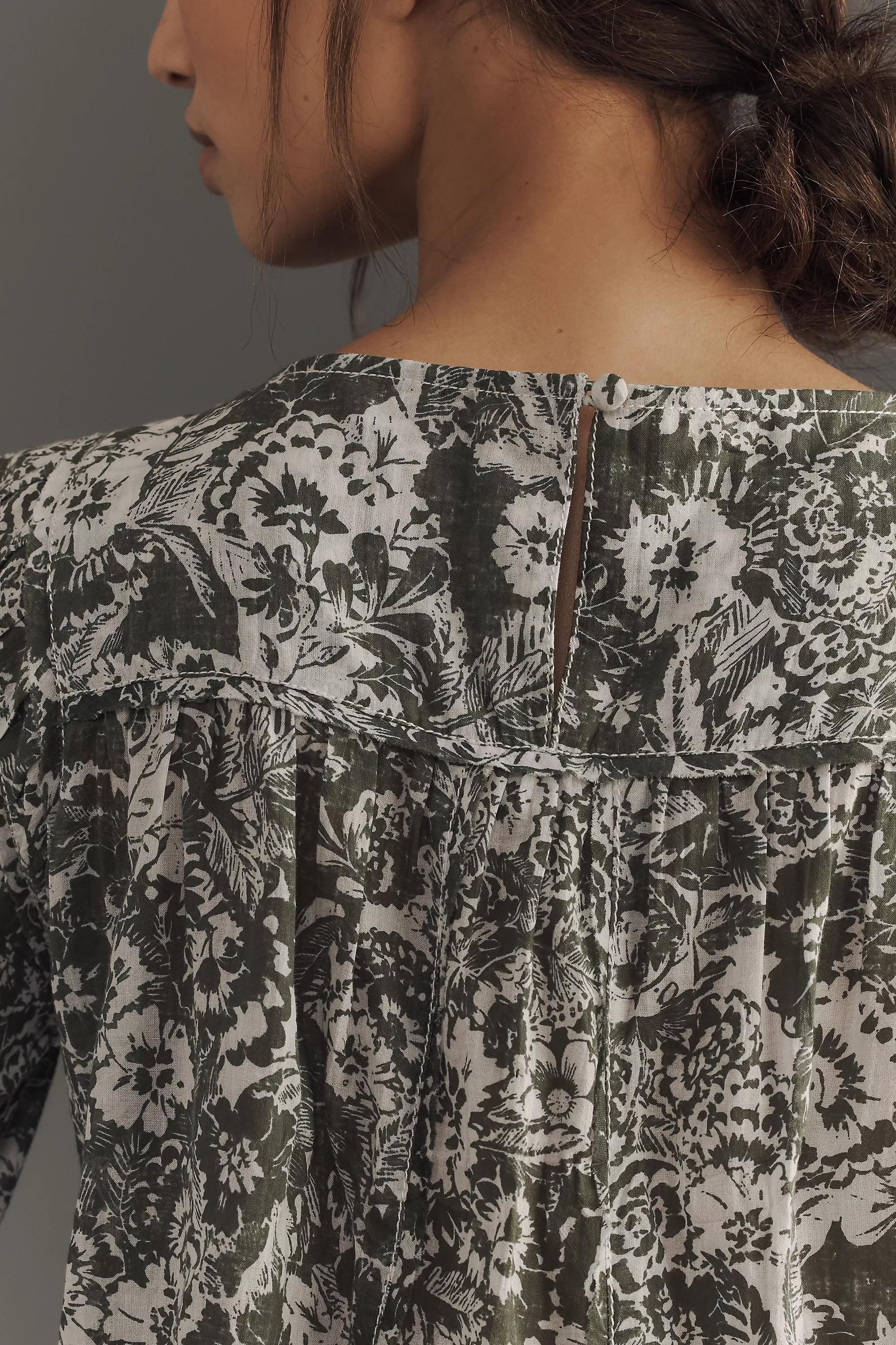Anthropologie Ethnic Print Blouse, Green, , large image number 3