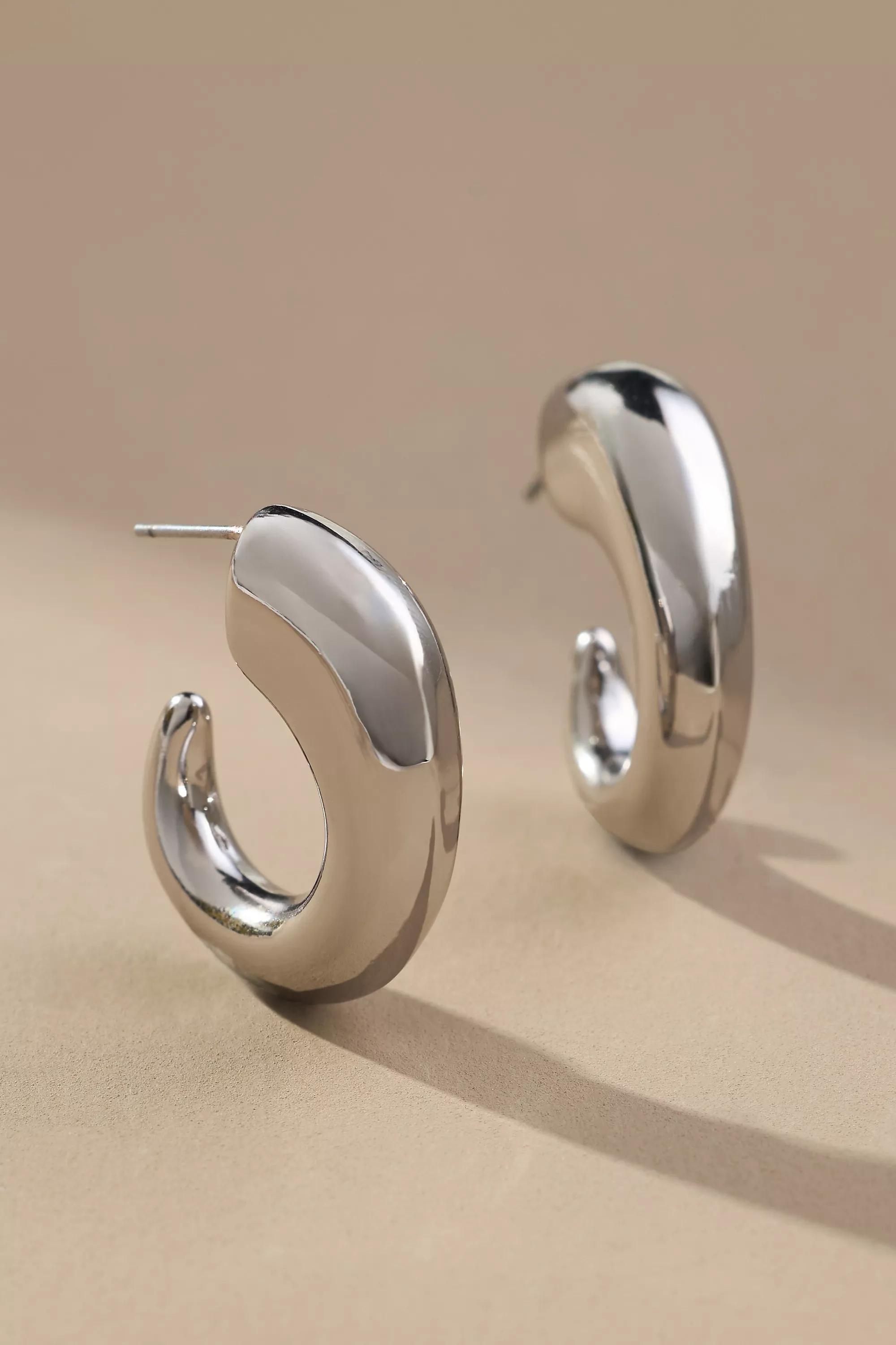 Anthropologie Hoop Earrings, Silver, A501_0007, large image number 0