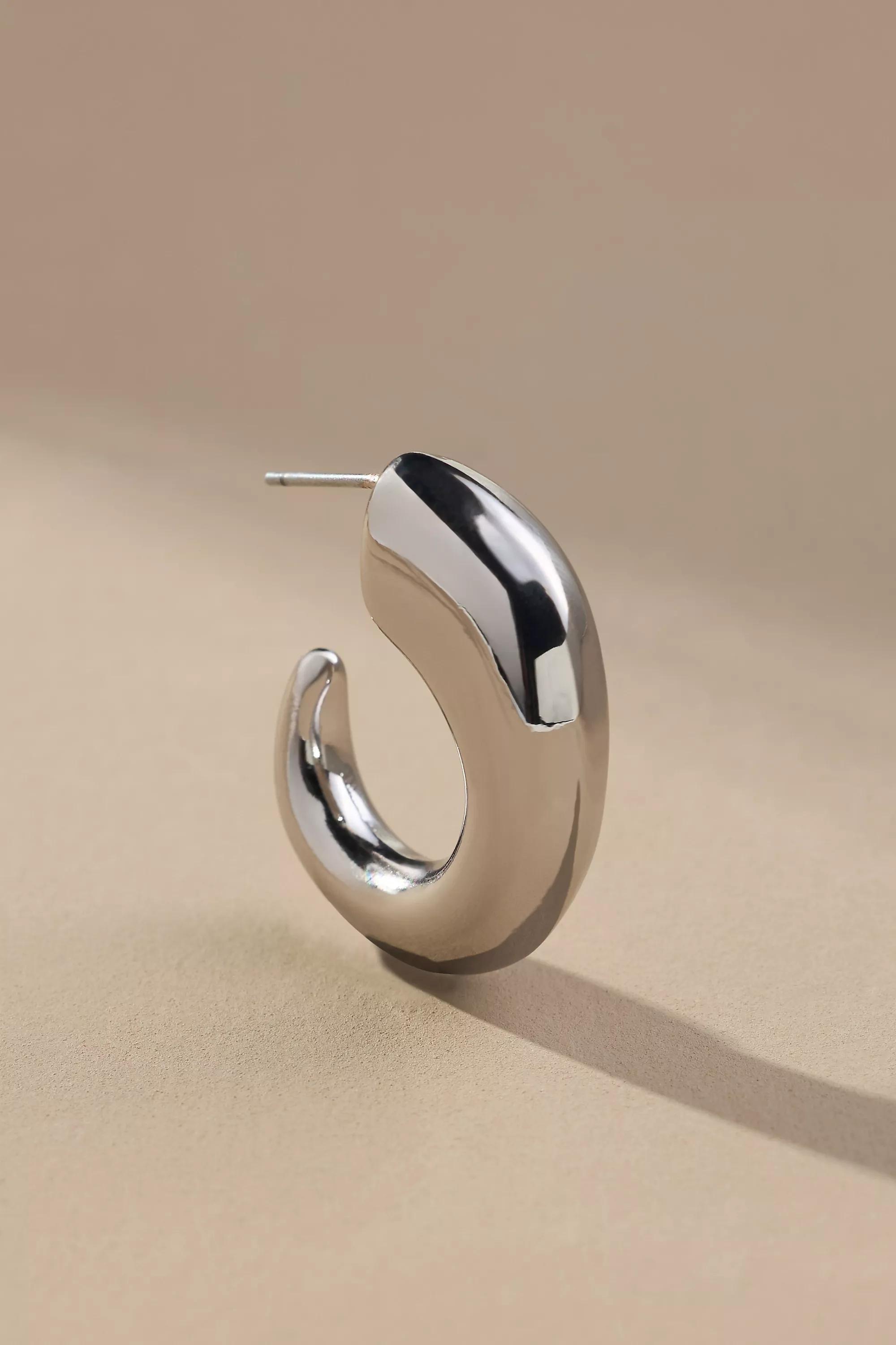 Anthropologie Hoop Earrings, Silver, A501_0007, large image number 1