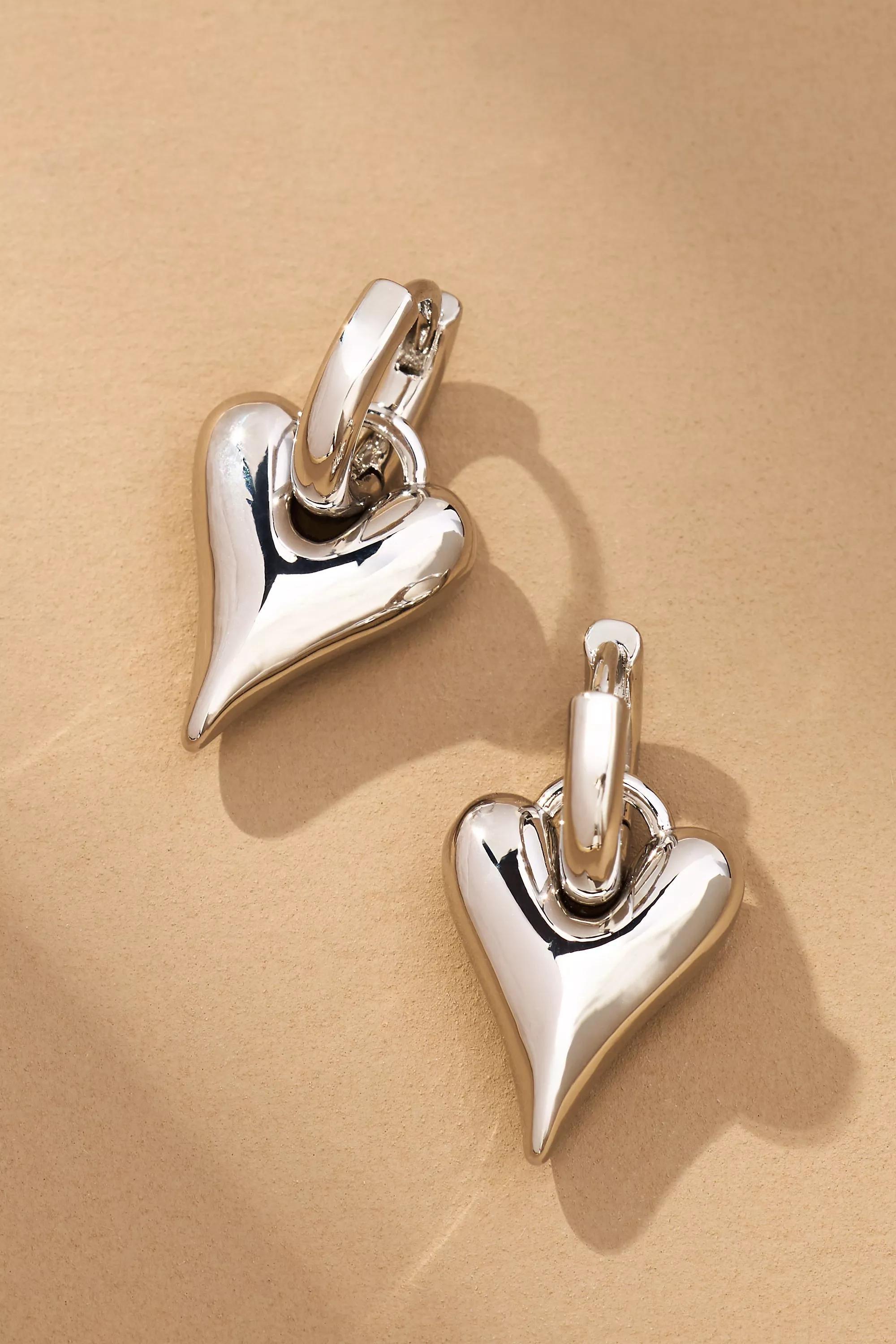 Anthropologie Charm Hoop Earrings, Silver, A501_0007, large image number 0