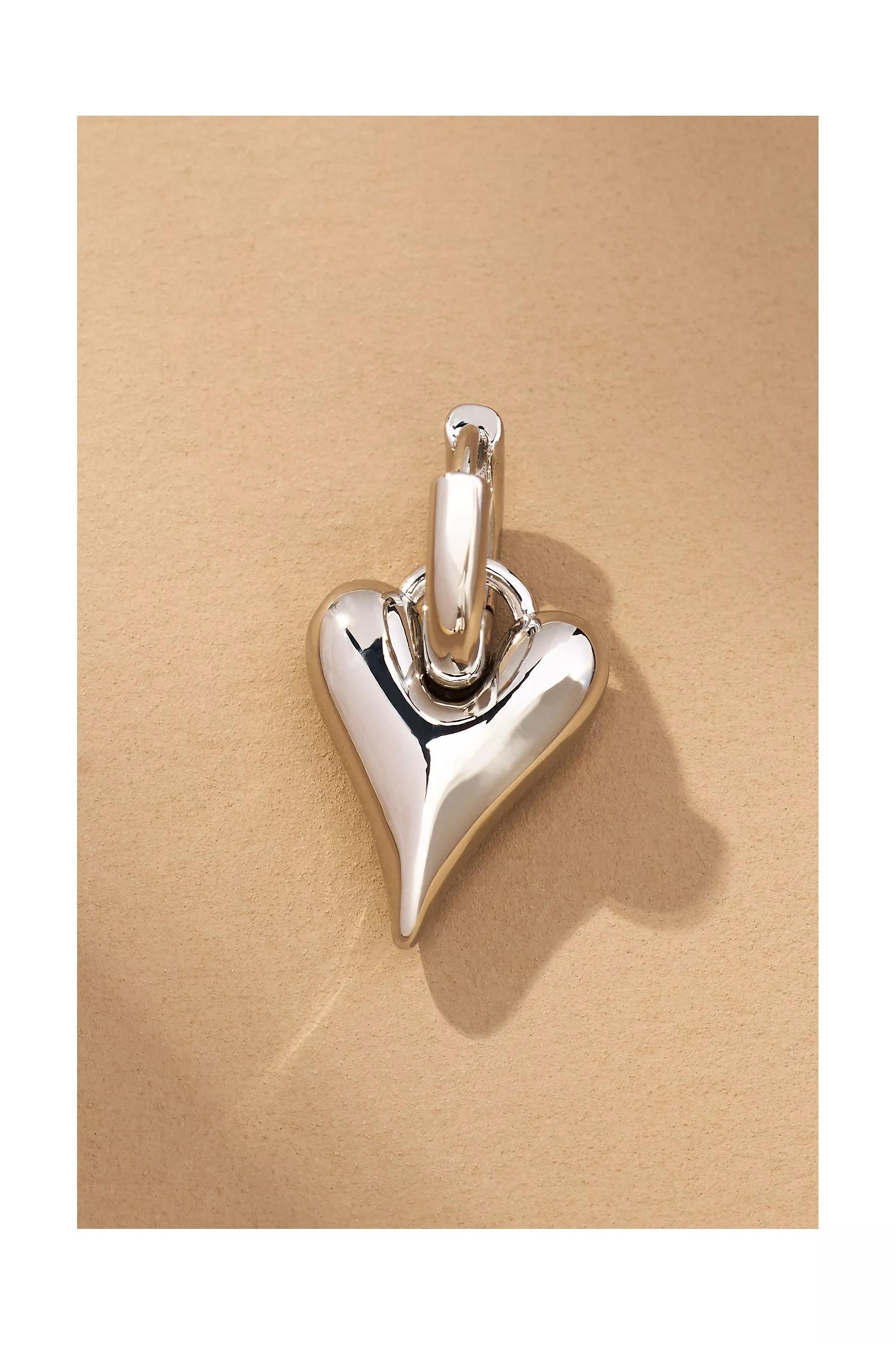 Anthropologie Charm Hoop Earrings, Silver, A501_0007, large image number 1