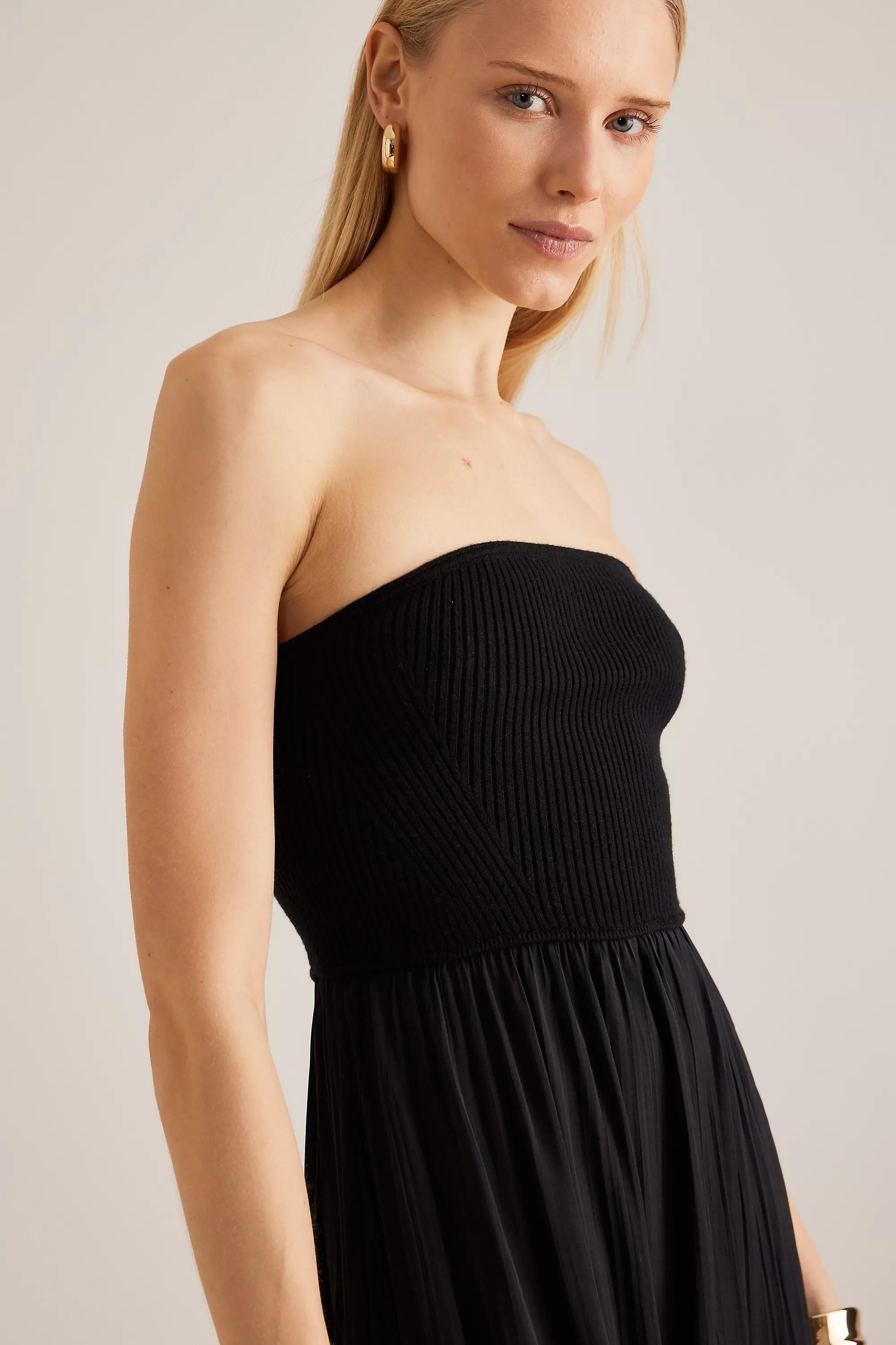 Anthropologie Ribbed Strapless Maxi Dress, Black, , large image number 2