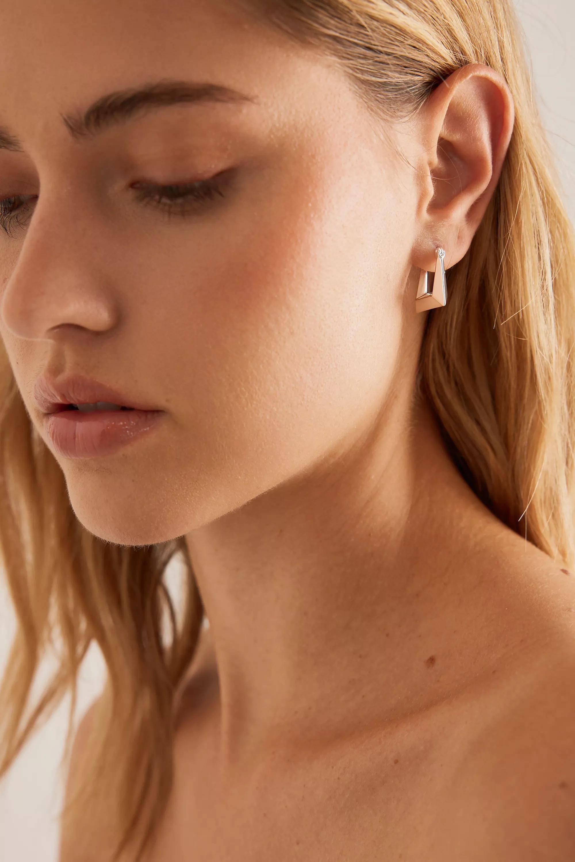 Anthropologie Hoop Earrings, Silver, A501_0007, large image number 0