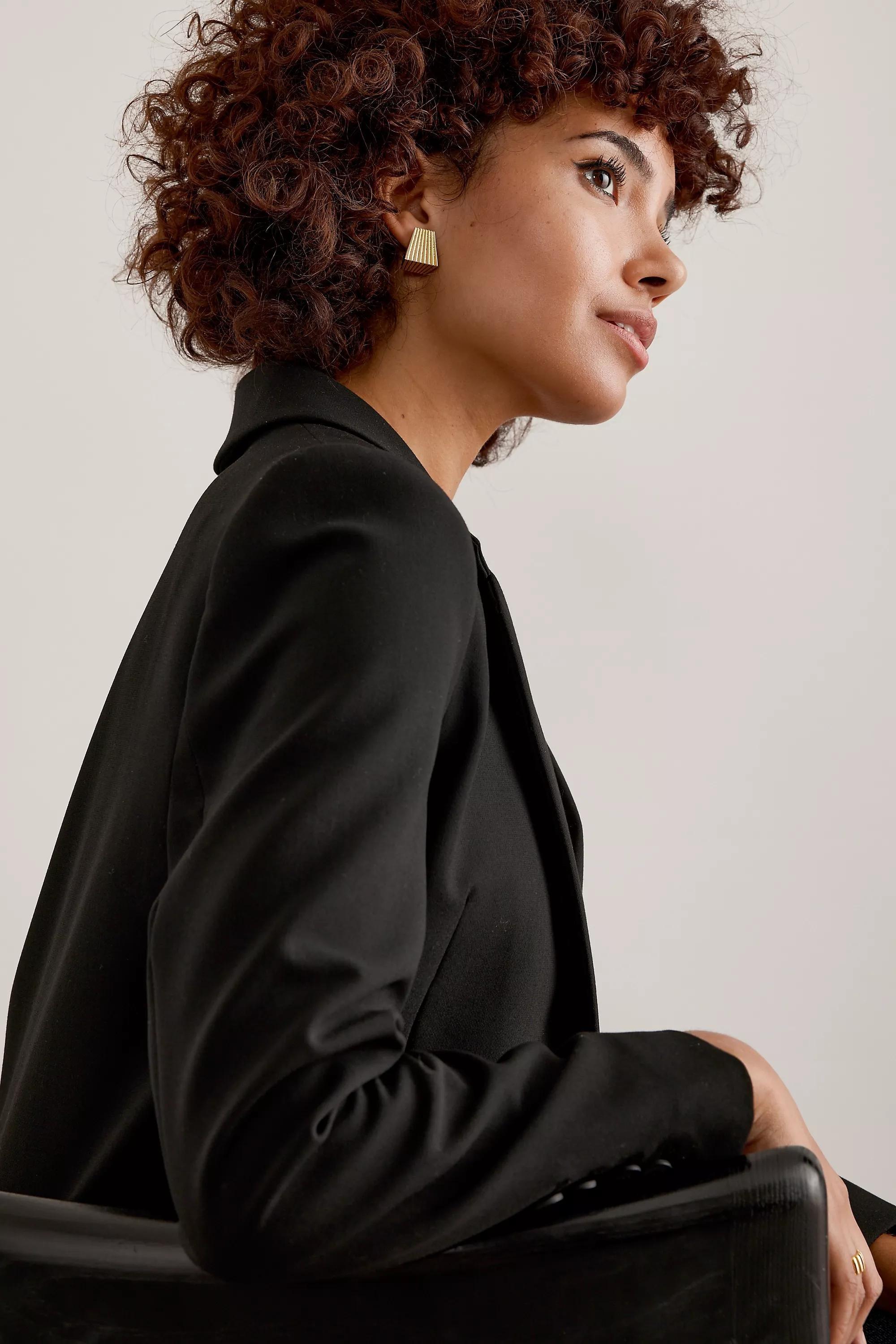 Anthropologie Textured Angular Post Earrings, Gold, A501_0070, large image number 2