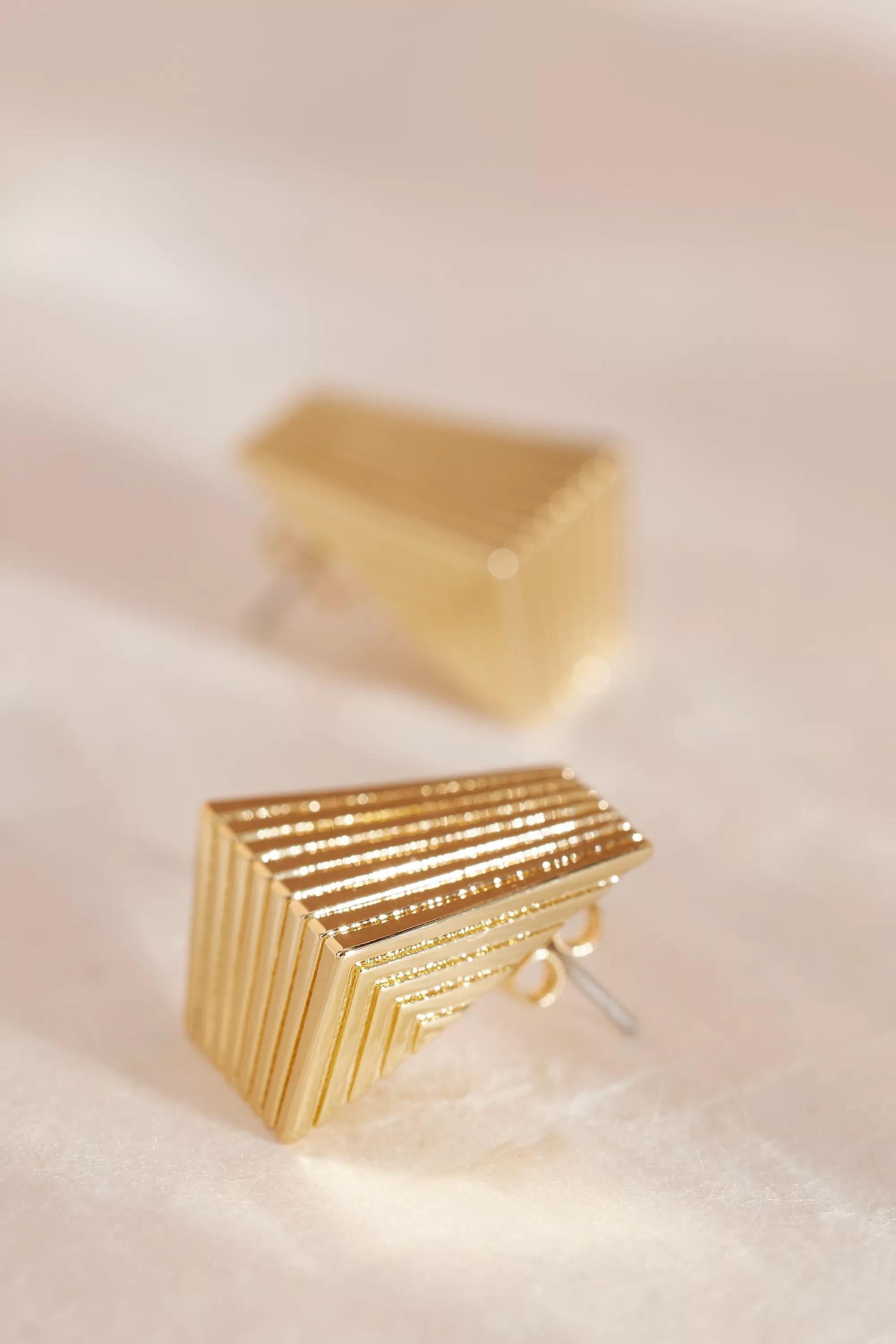Anthropologie Textured Angular Post Earrings, Gold, A501_0070, large image number 3