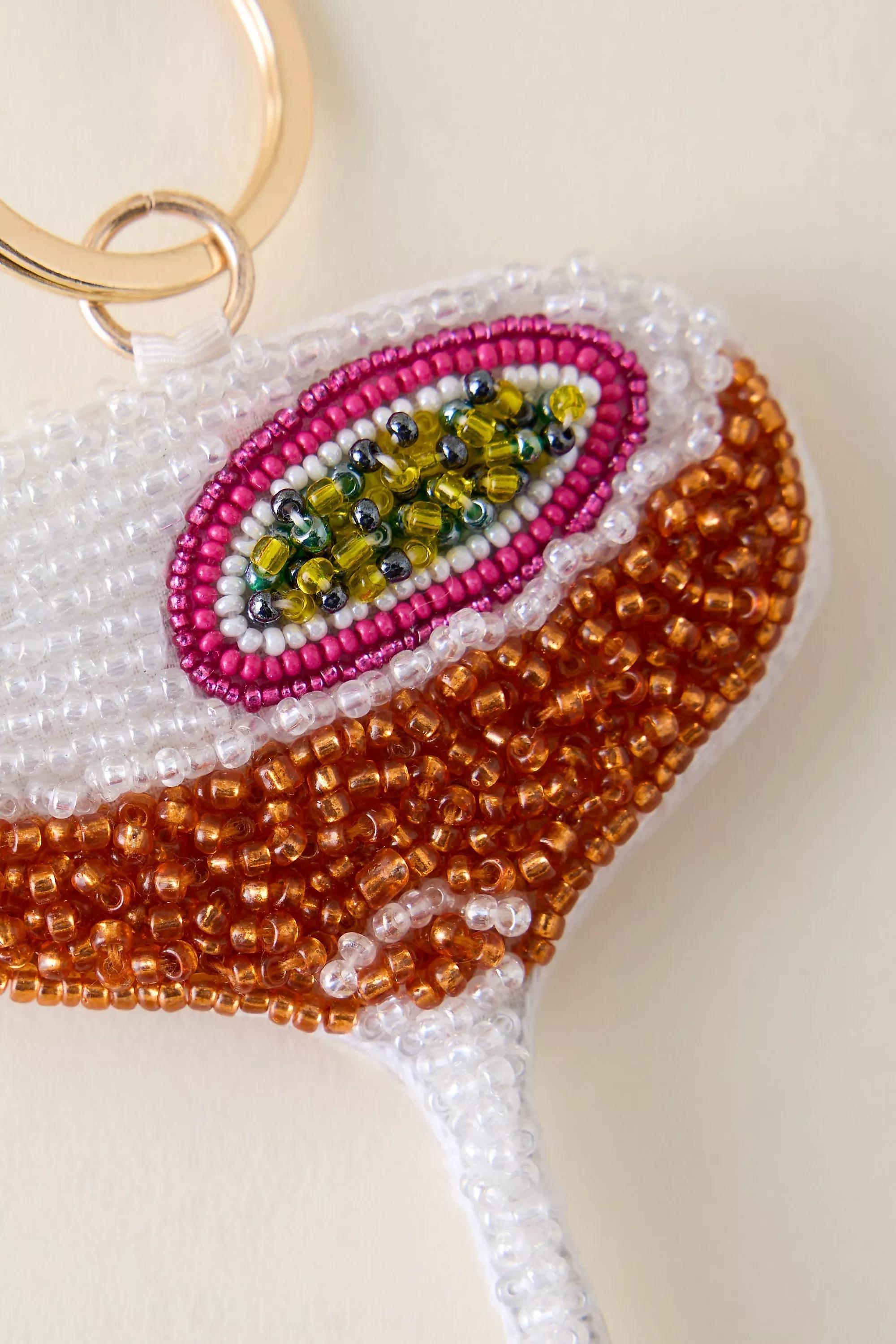 Brown Pattern Drinks Beaded Bag Charms, A501_0029, large image number 3