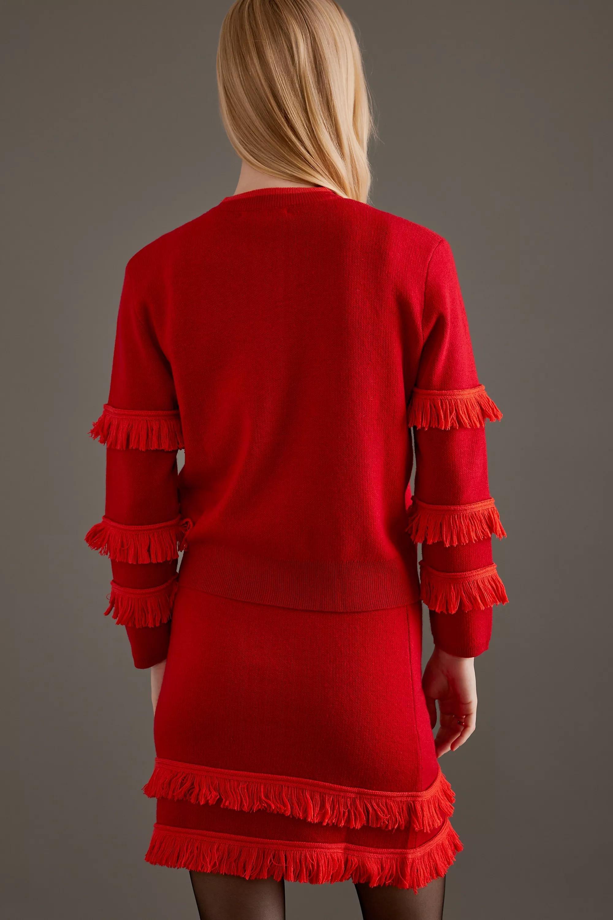 Anthropologie Fringes Ruffle Party Mini, Red, , large image number 1