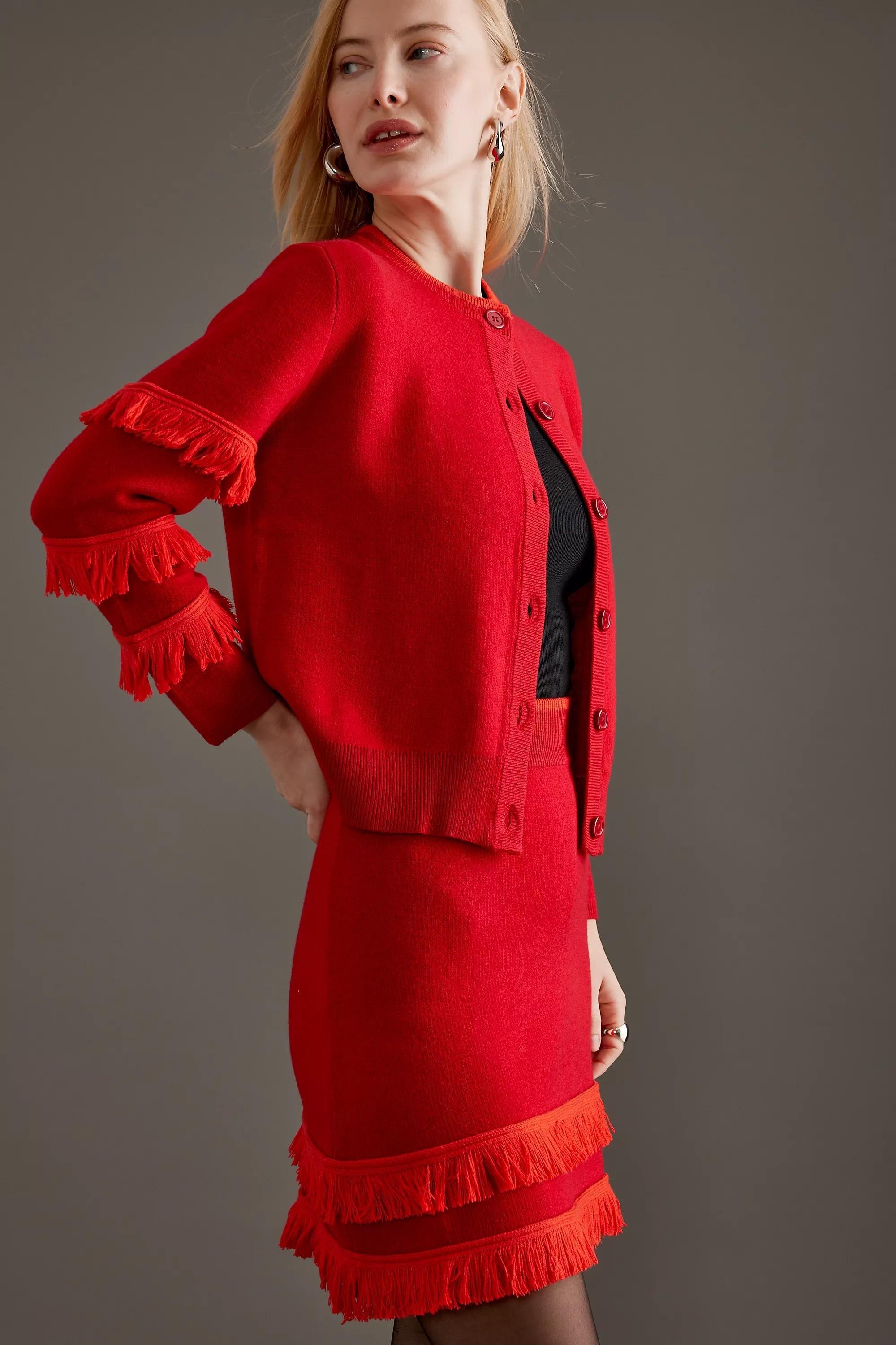Anthropologie Fringes Ruffle Party Mini, Red, , large image number 2