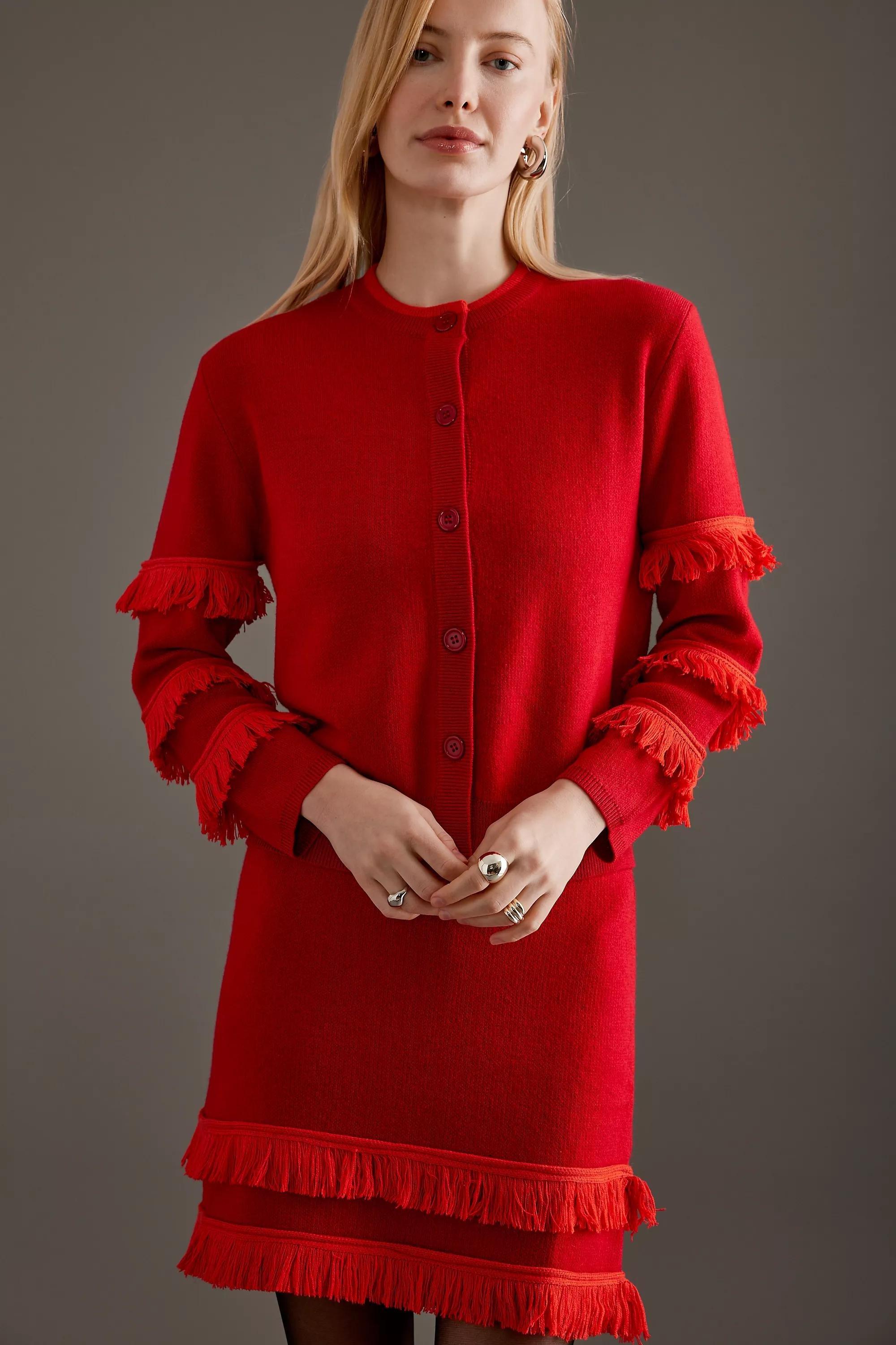 Anthropologie Fringes Ruffle Party Mini, Red, , large image number 4