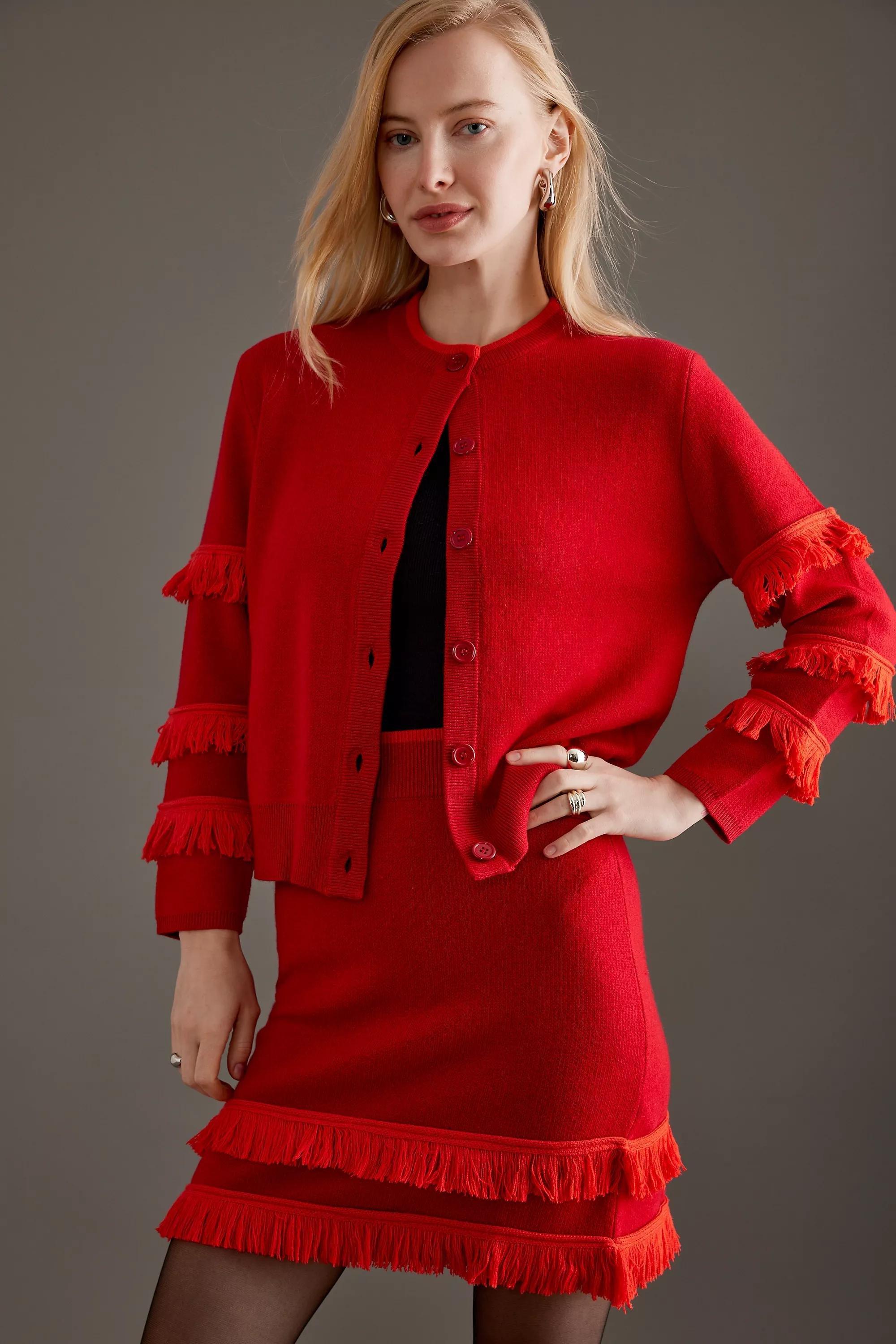 Anthropologie Knitted Cardigan, Red, , large image number 0