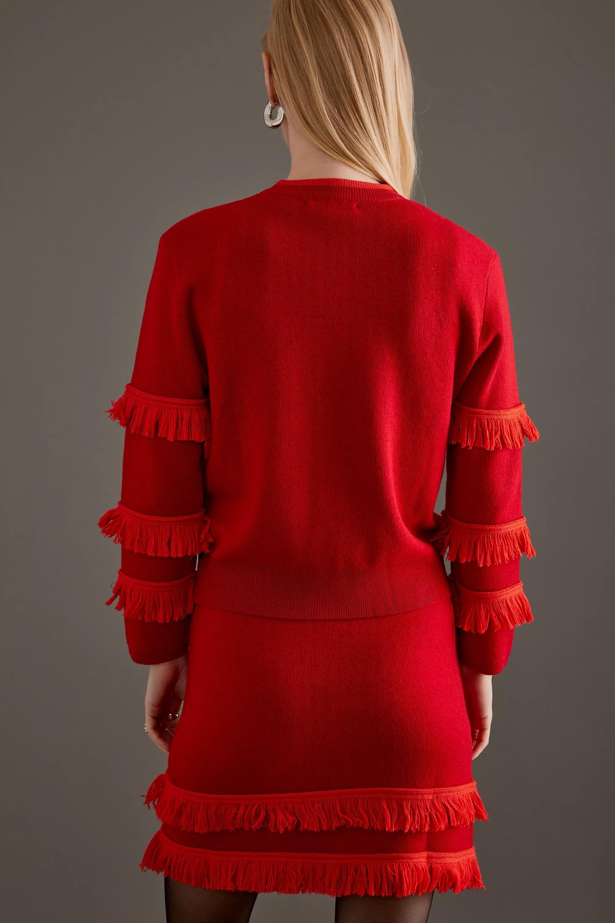 Anthropologie Knitted Cardigan, Red, , large image number 1