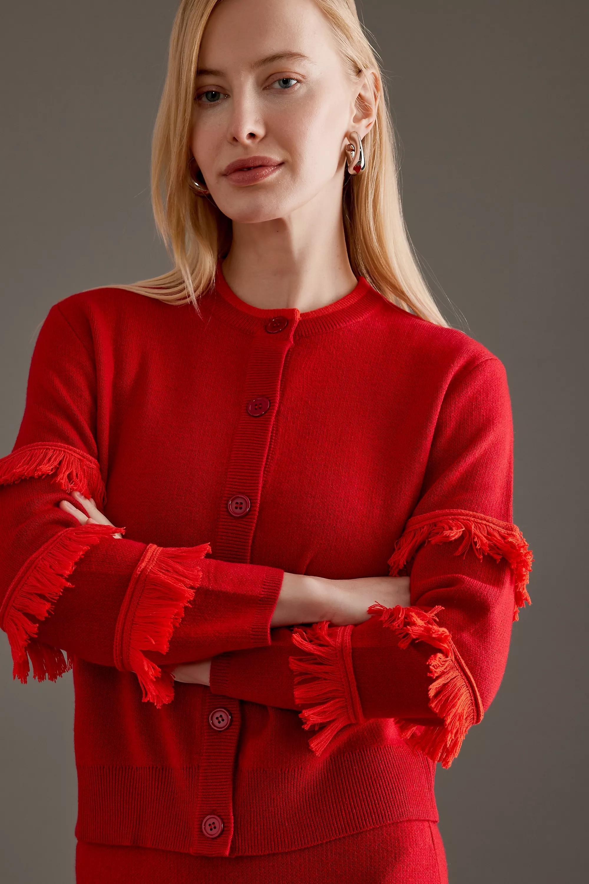 Anthropologie Knitted Cardigan, Red, , large image number 2