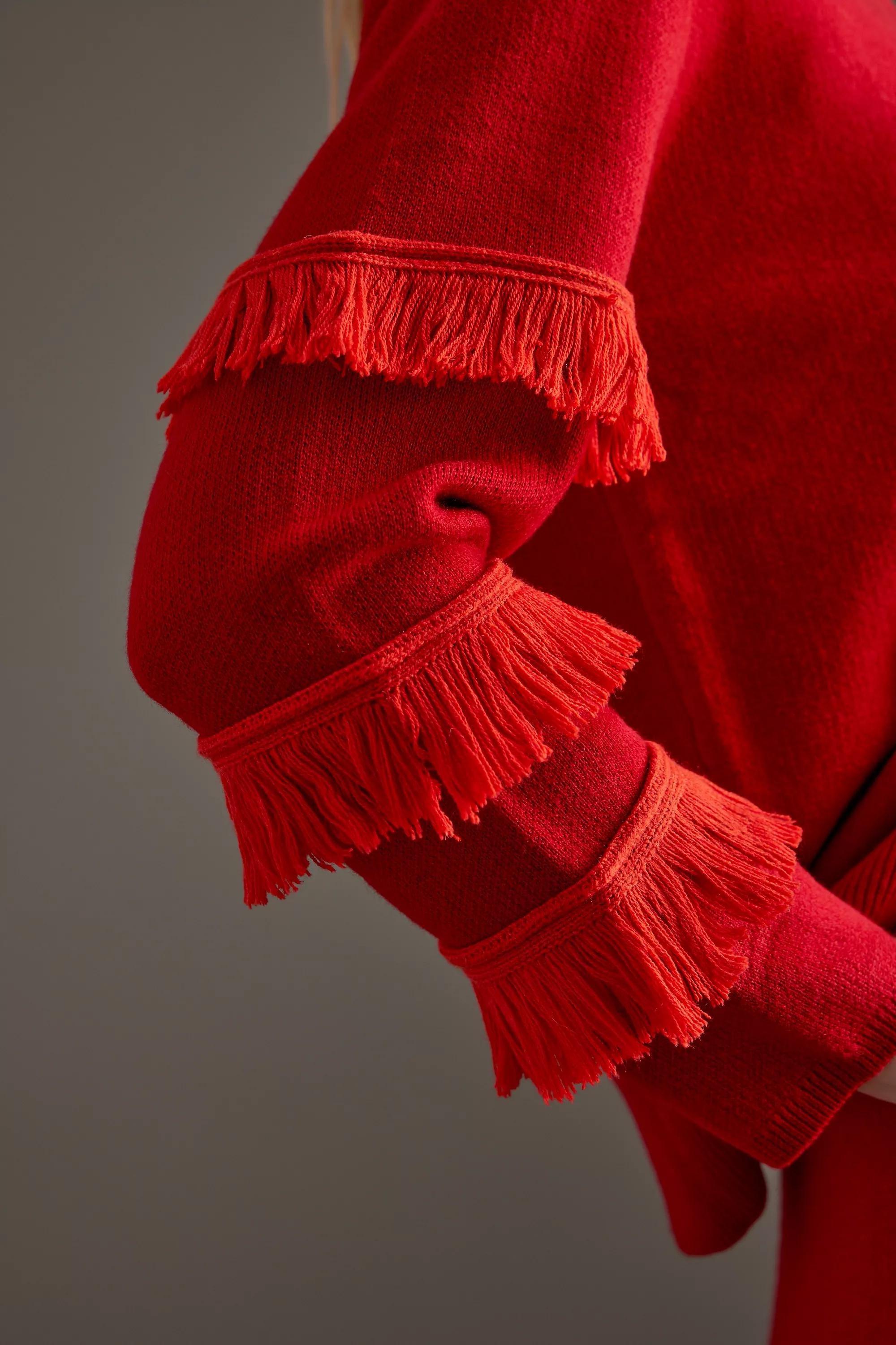 Anthropologie Knitted Cardigan, Red, , large image number 4
