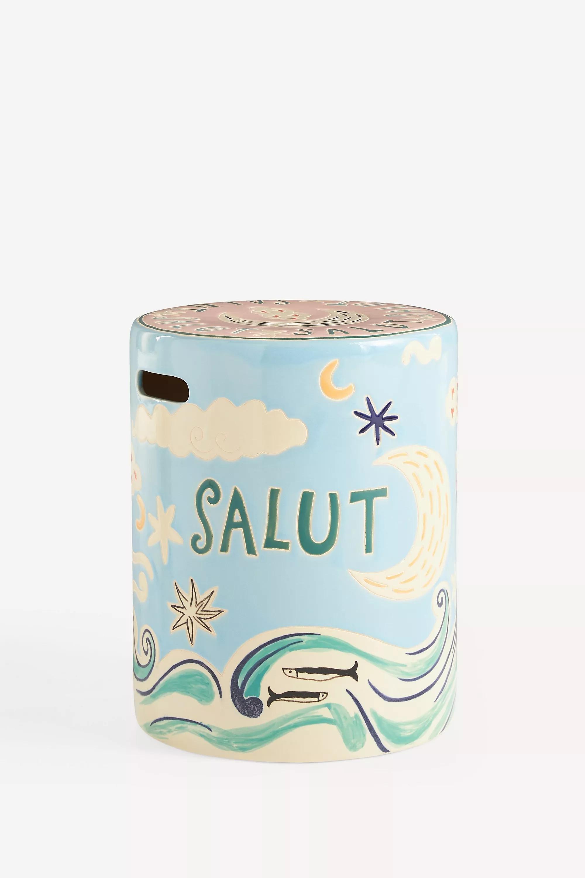 Festa Outdoor Ceramic Stool, Blue, A501_0048, large image number 2