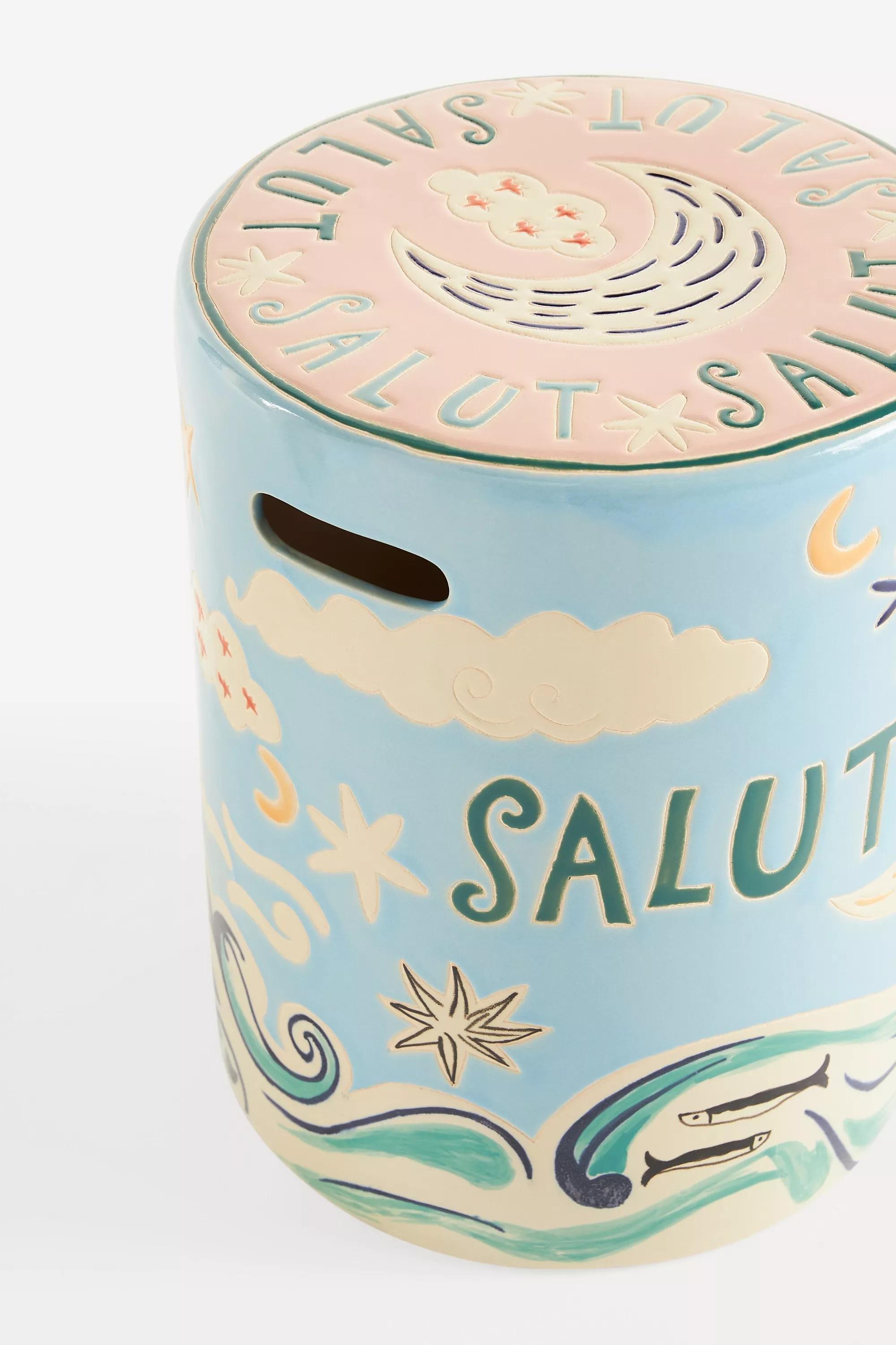 Festa Outdoor Ceramic Stool, Blue, A501_0048, large image number 3