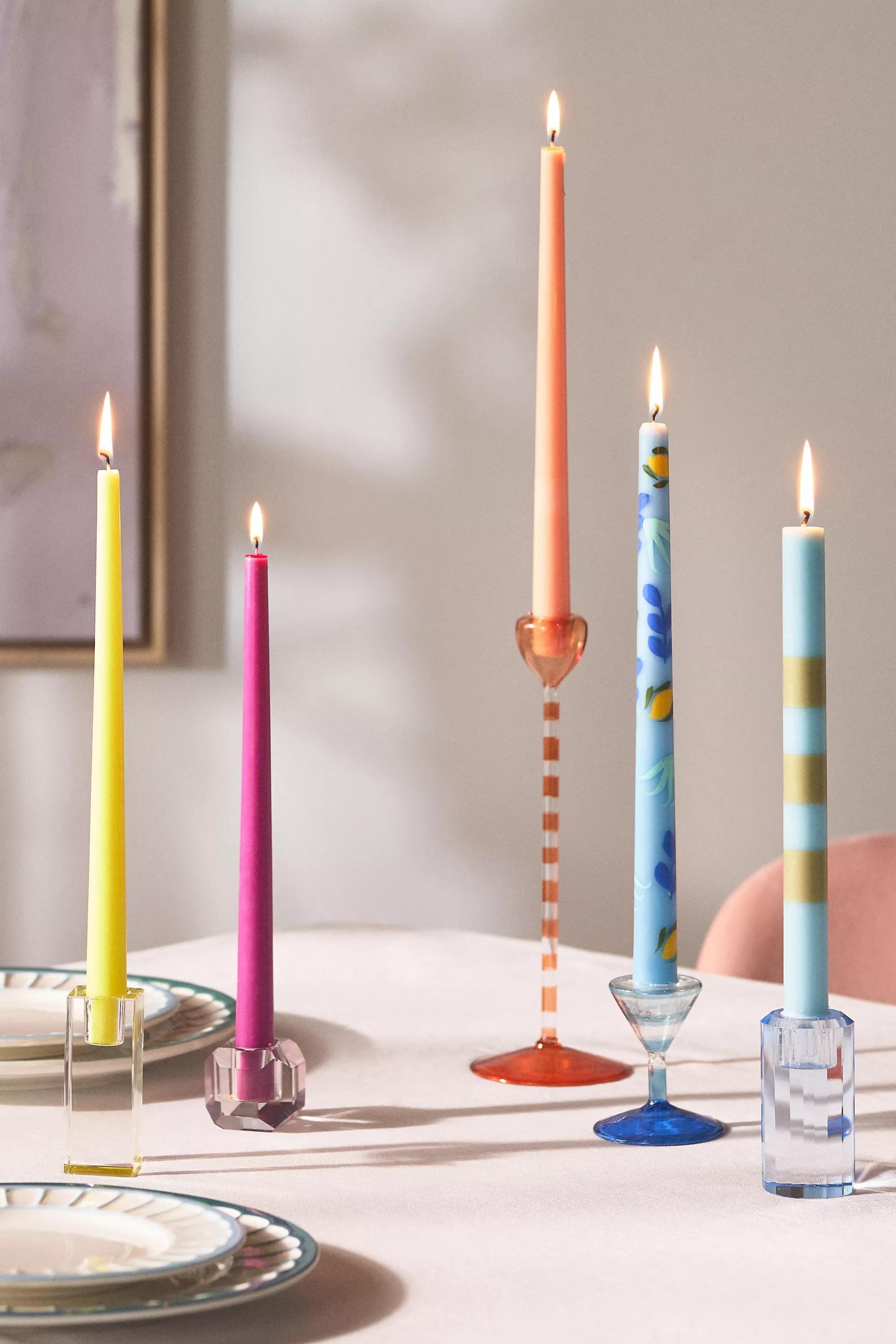 Dimitria Hand painted Taper Candles, Set Of 2, Blue, A501_0040, large image number 1