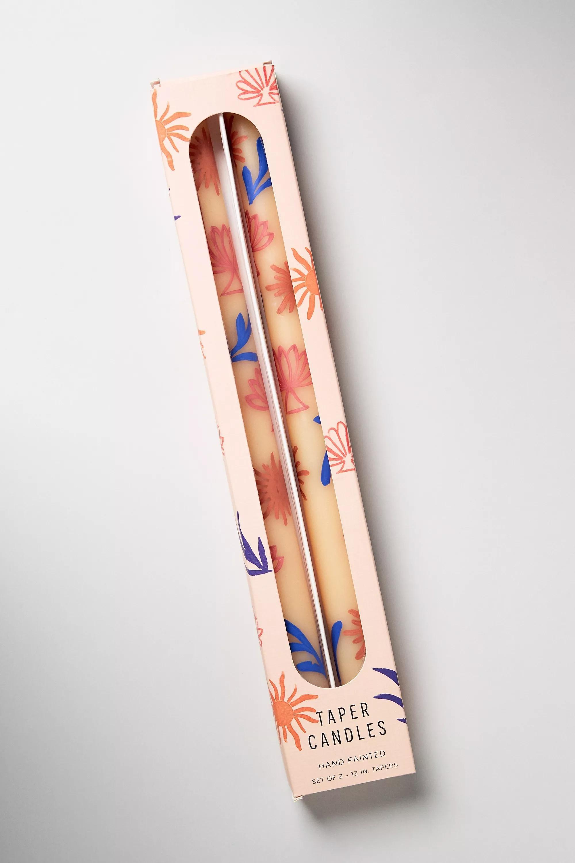 Dimitria Hand painted Taper Candles, Set Of 2, Orange, A501_0067, medium