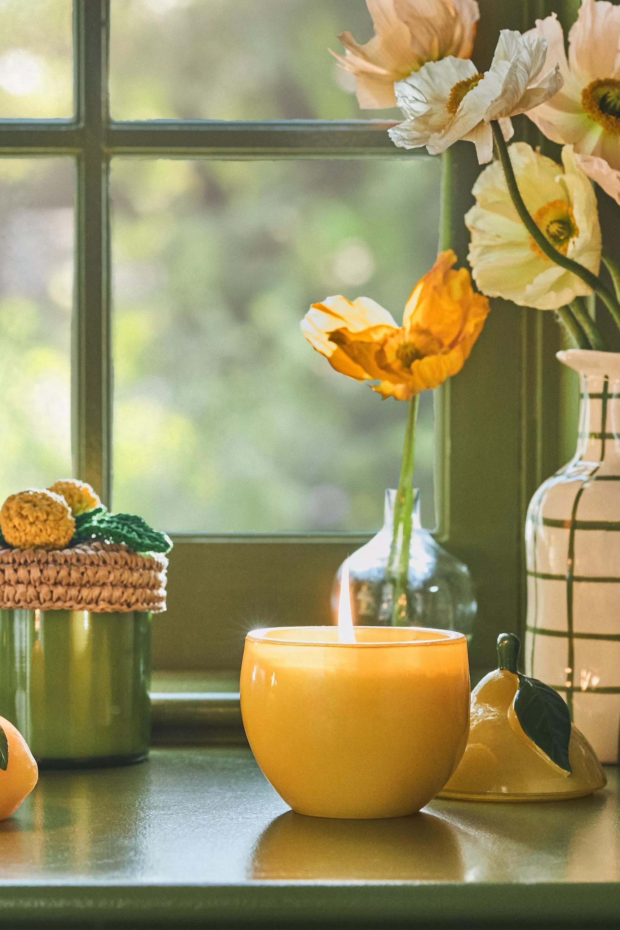 Strawberry- Shaped Fruity Glass Candle, Yellow, A501_0270, large image number 0