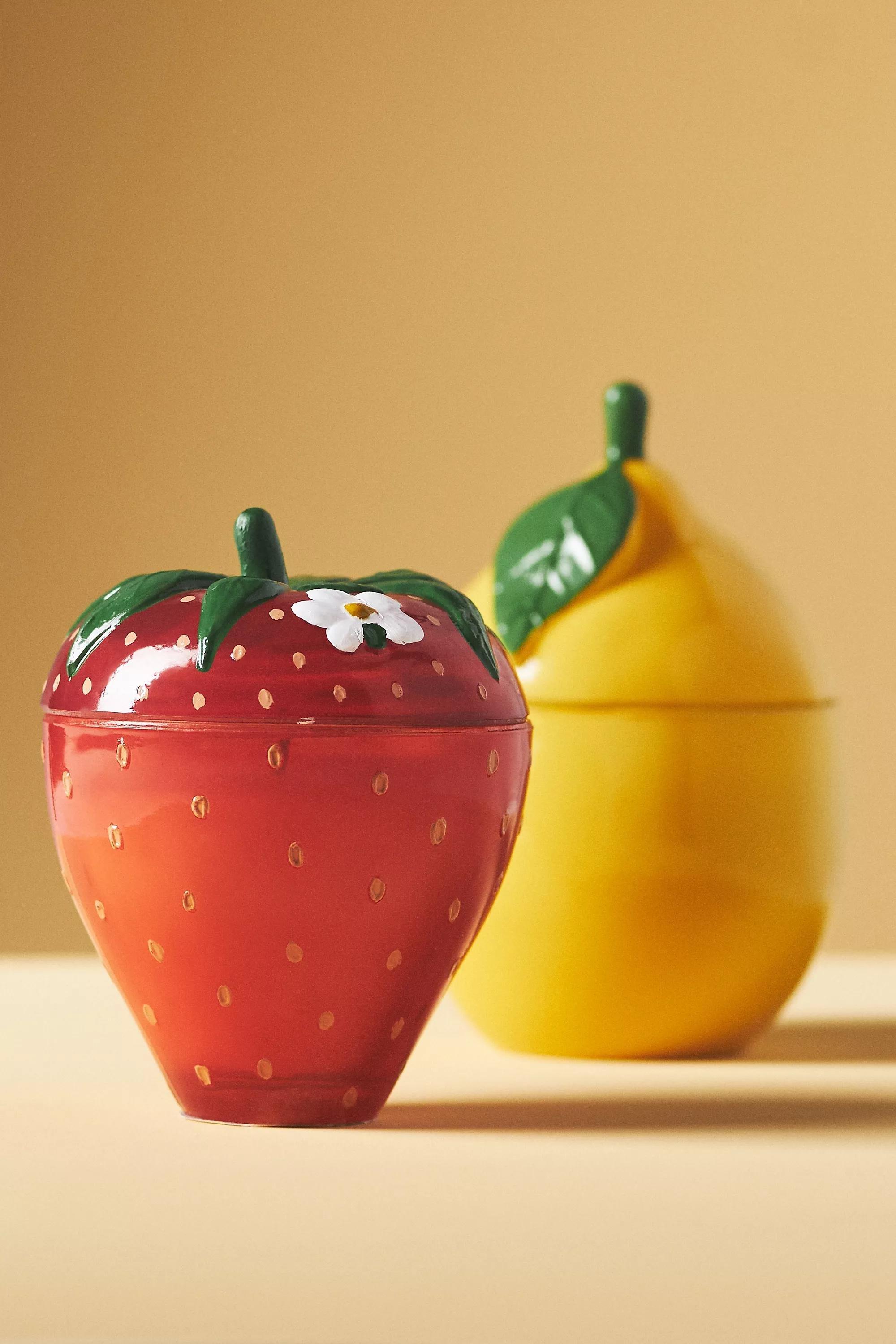 Strawberry- Shaped Fruity Glass Candle, Pink, A501_0266, large image number 1