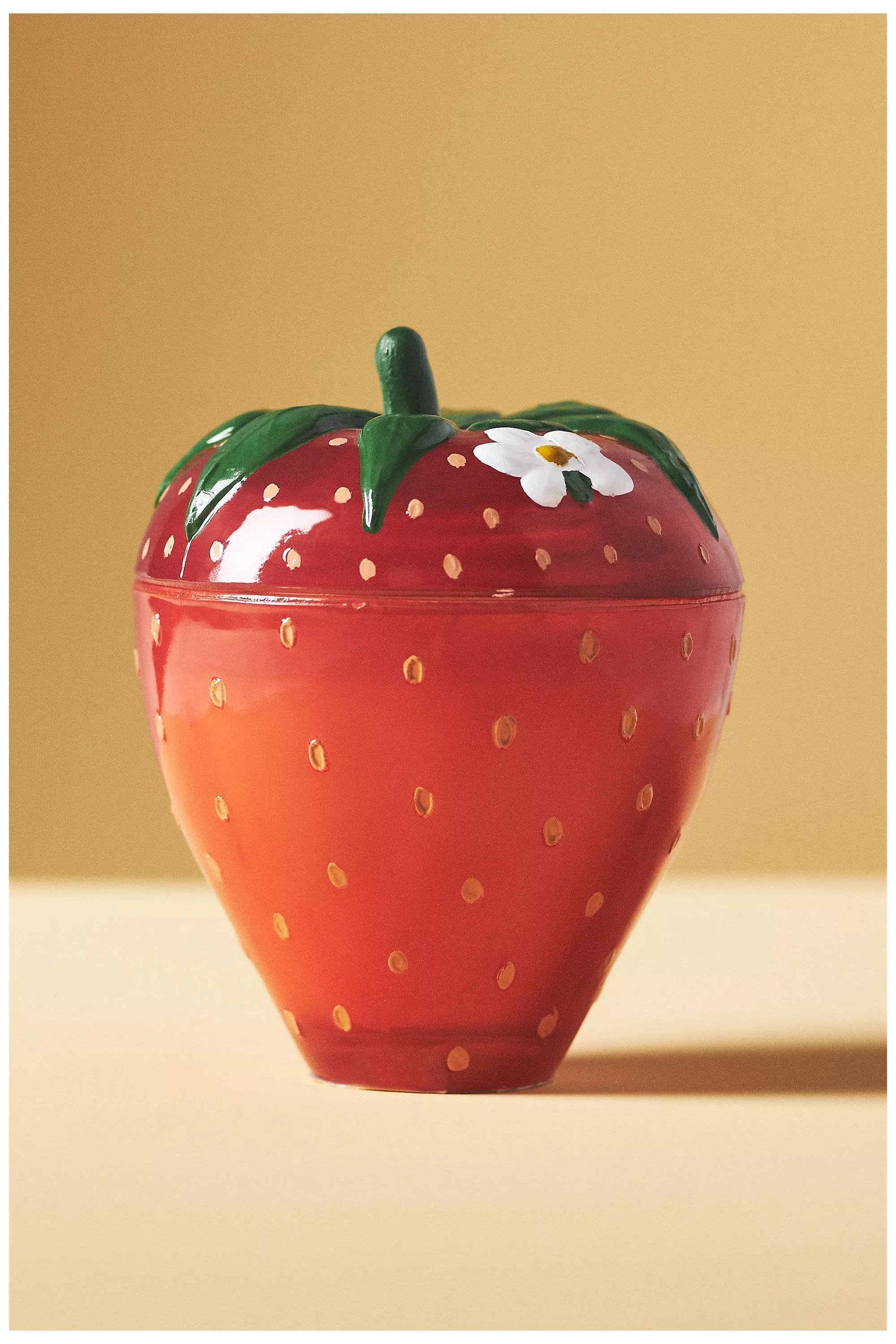 Strawberry- Shaped Fruity Glass Candle, Pink, A501_0266, large image number 2