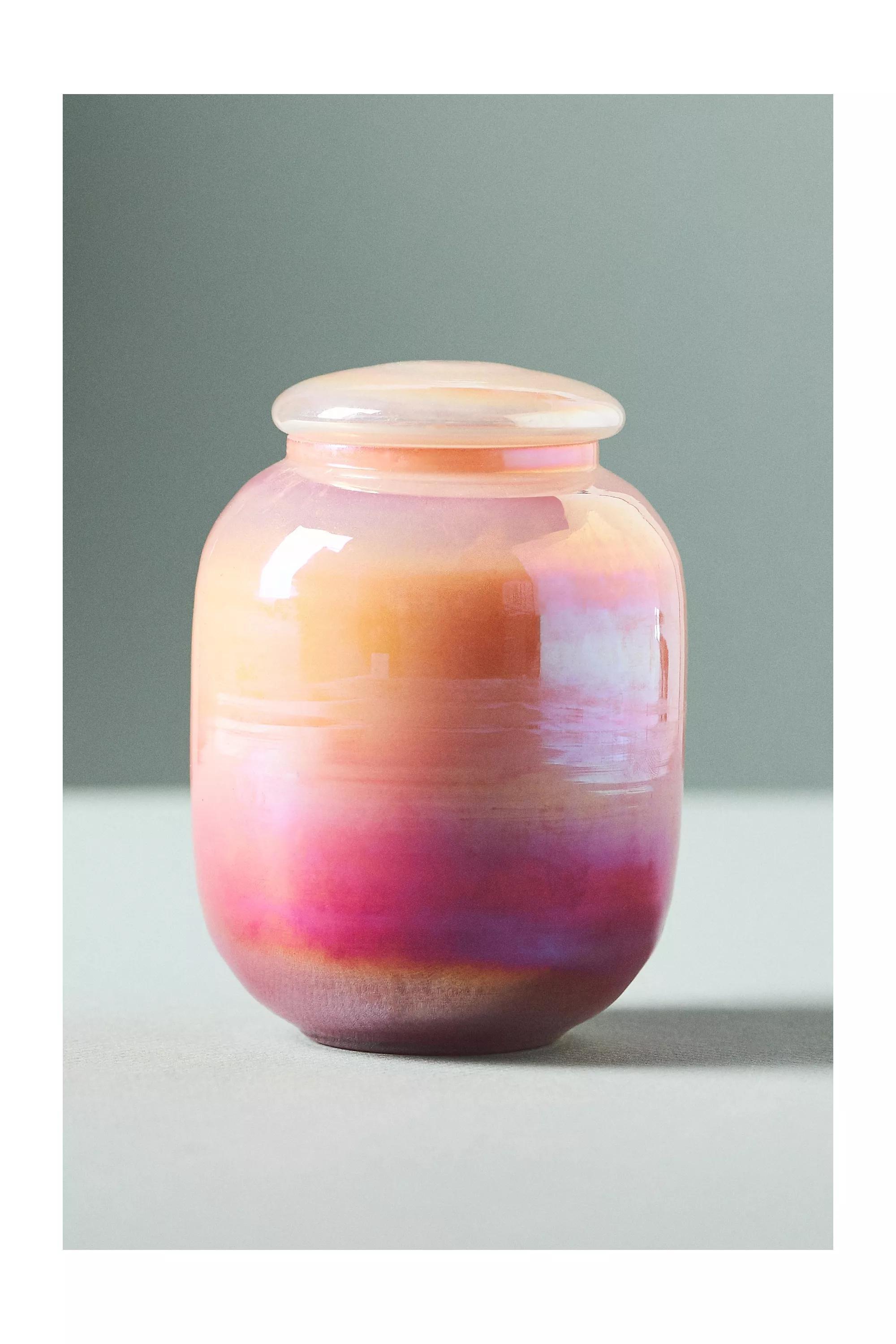 Iridescent Fruity Hibiscus & Pink Guava Glass Jar Candle, Pink, A501_0066, medium