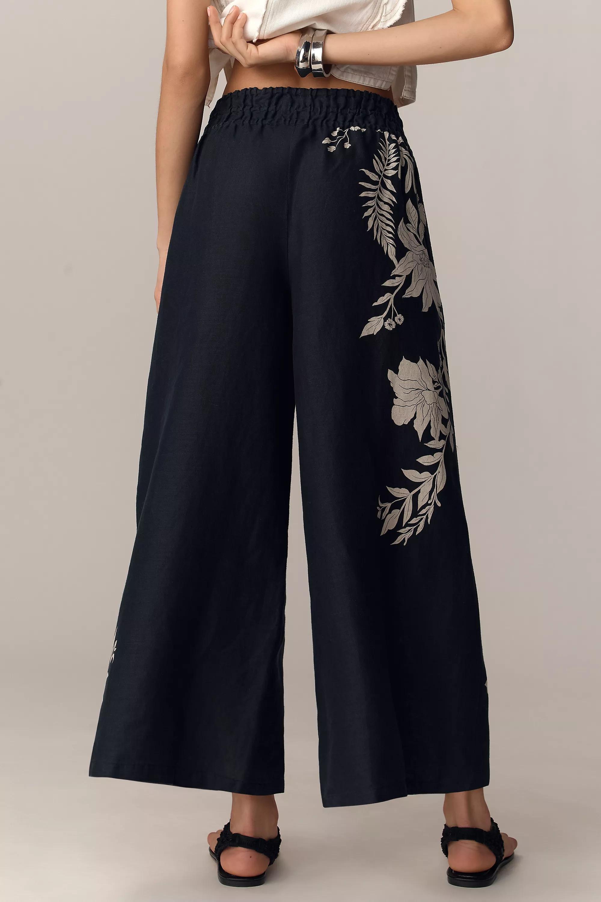 Anthropologie Floral Casual Trousers, Black, A501_0009, large image number 2
