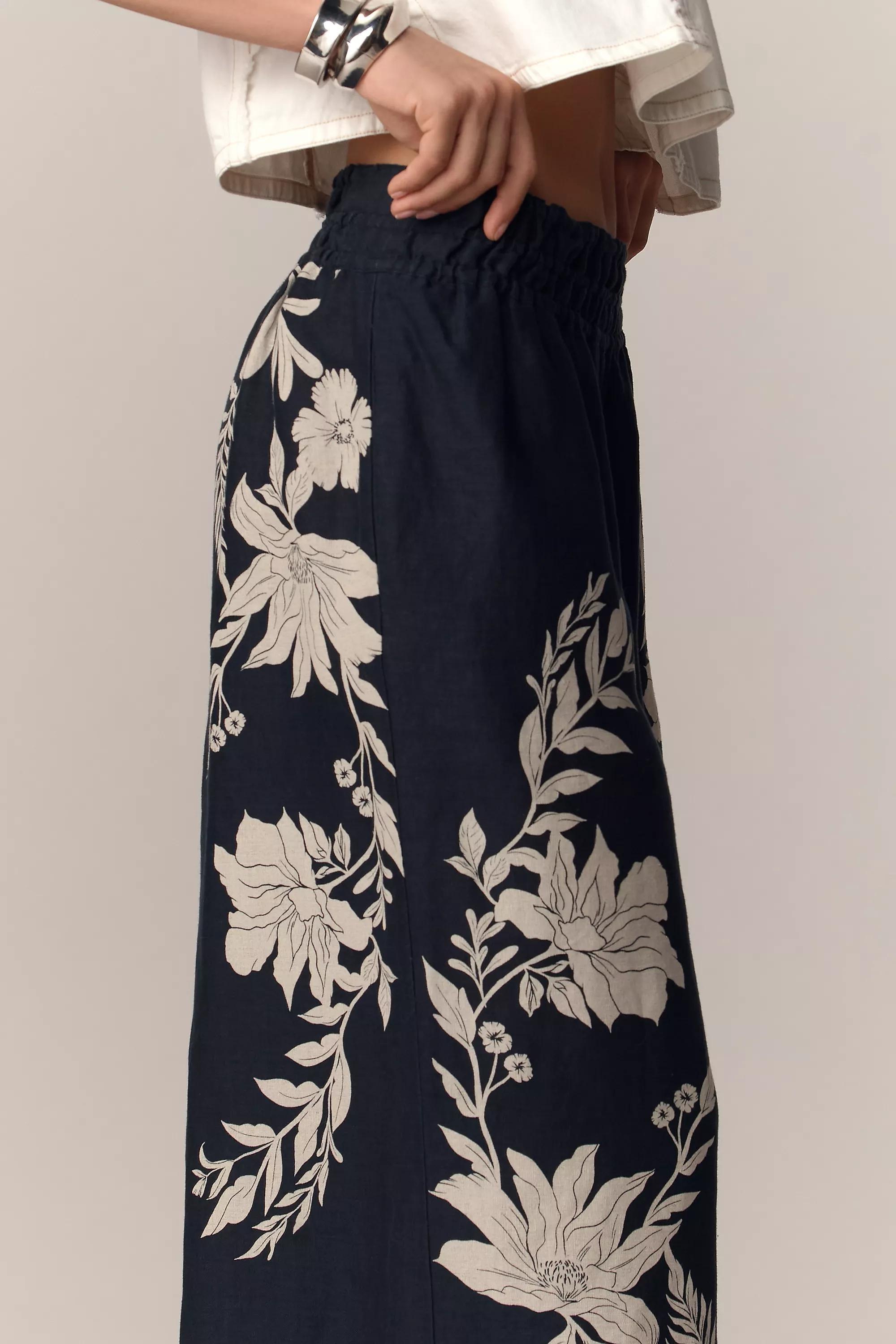 Anthropologie Floral Casual Trousers, Black, A501_0009, large image number 3