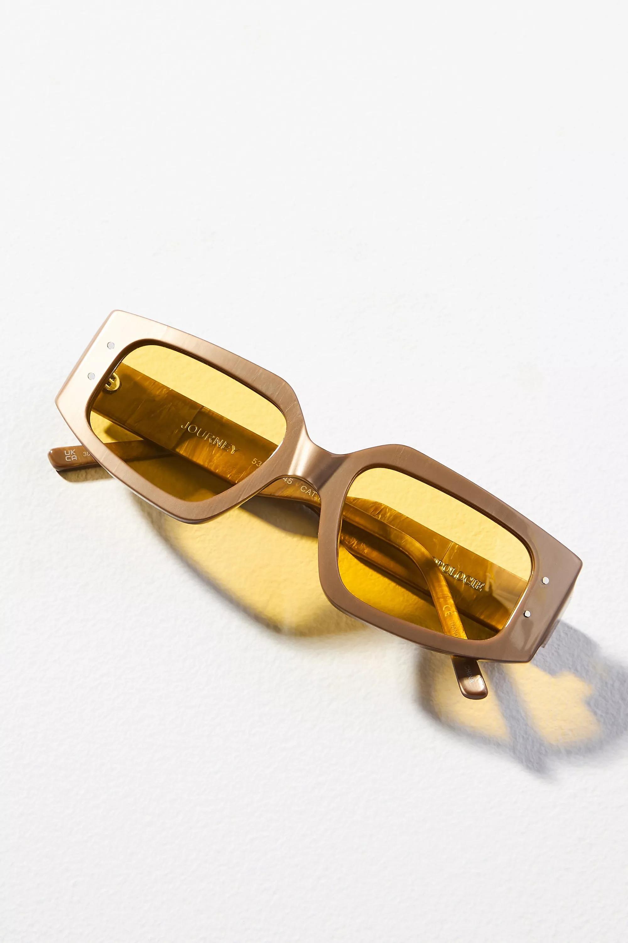 Metallic Journey Rectangle Marble Sunglasses, Yellow, A501_0070, large image number 0