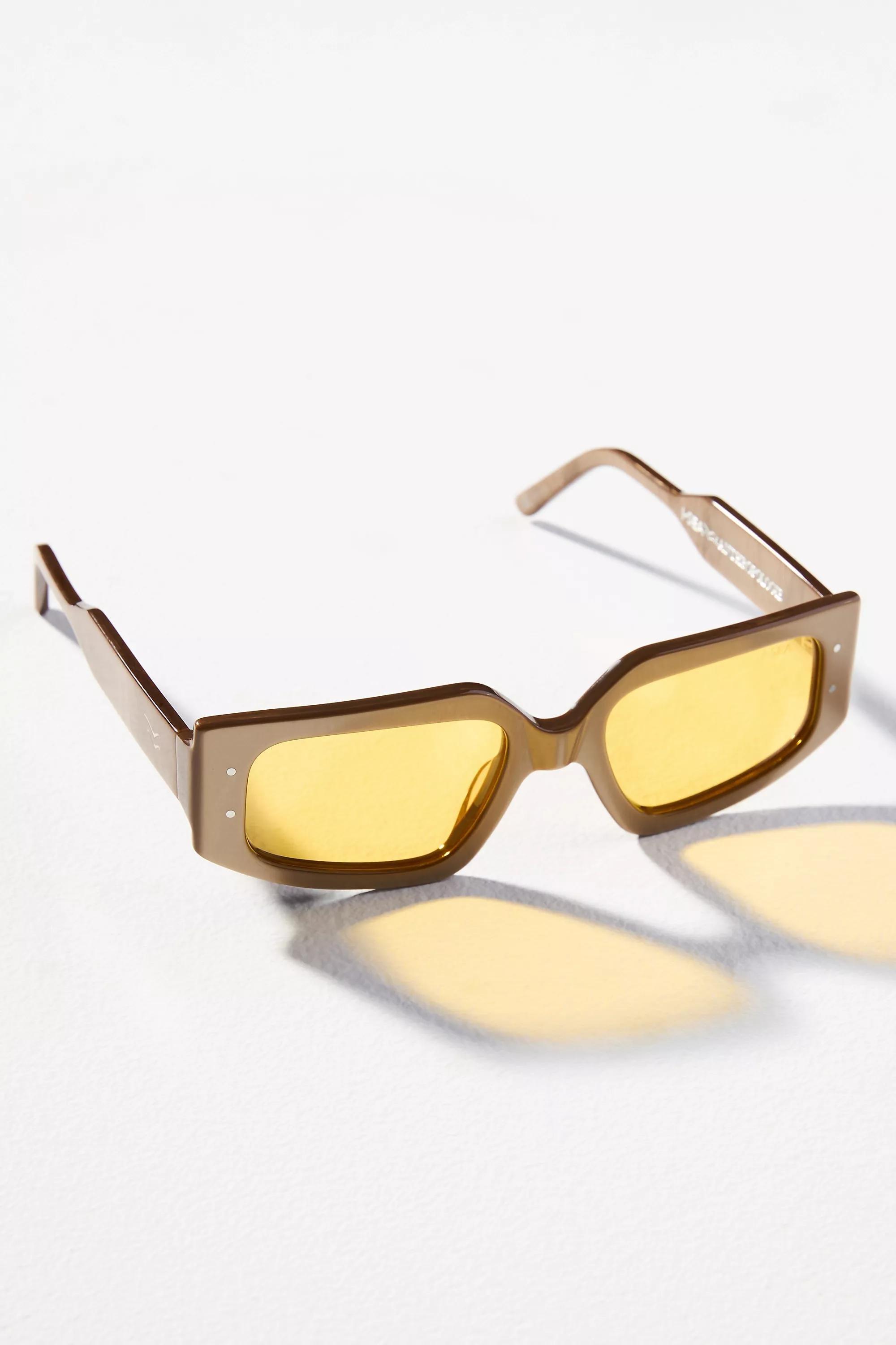 Anthropologie Rectangle Marble Sunglasses, Yellow, A501_0070, medium