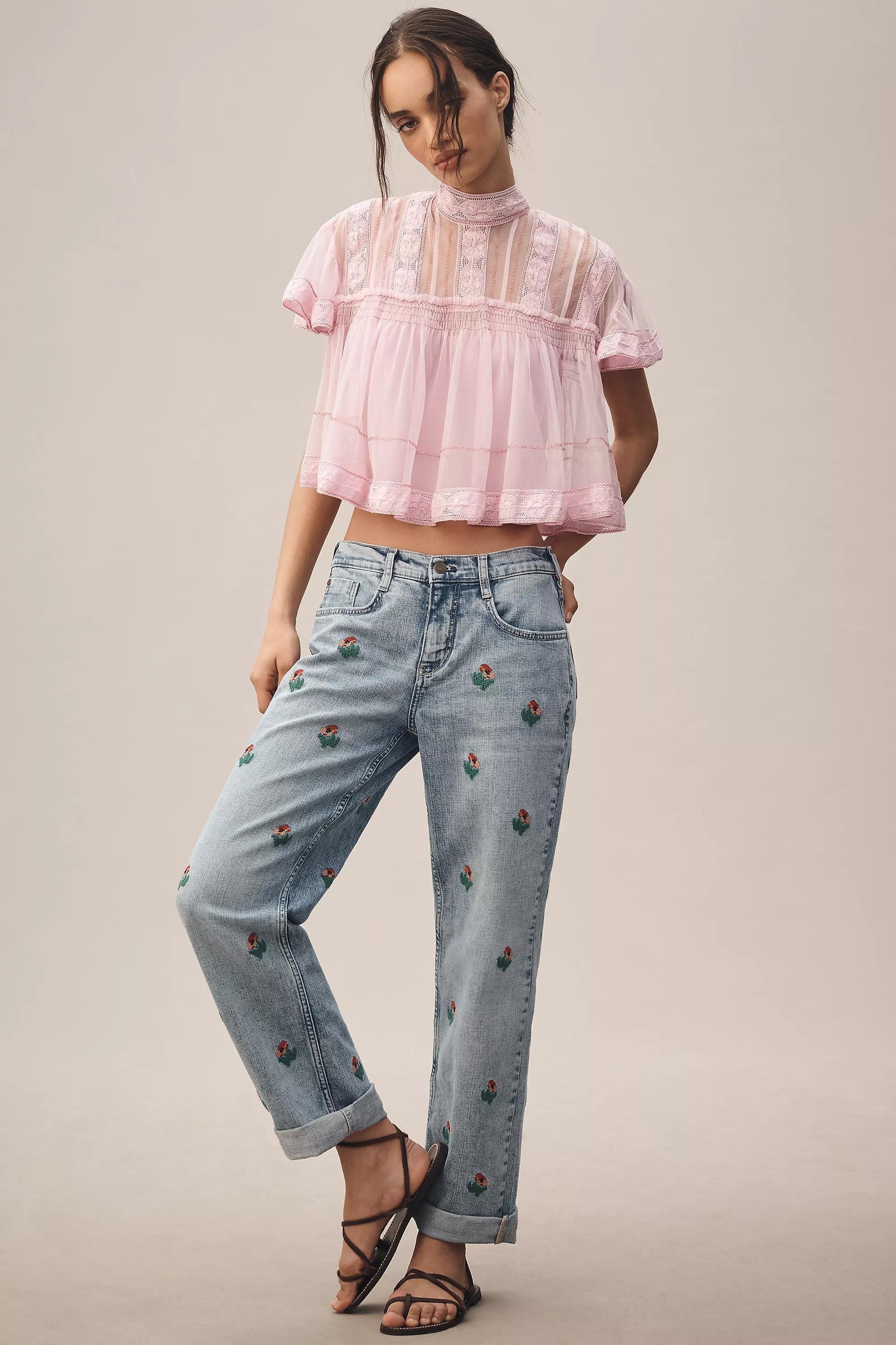 Pilcro Baggy Slim Boyfriend High-Rise Relaxed Jeans, Blue, Blue, large image number 0
