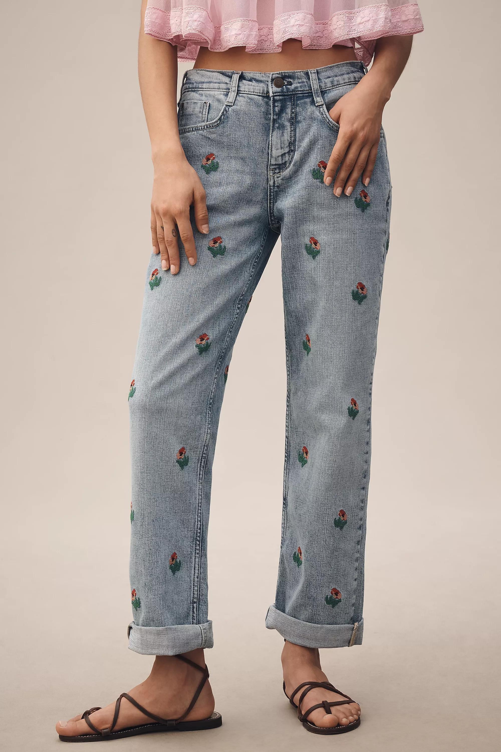 Pilcro Baggy Slim Boyfriend High-Rise Relaxed Jeans, Blue, Blue, large image number 3