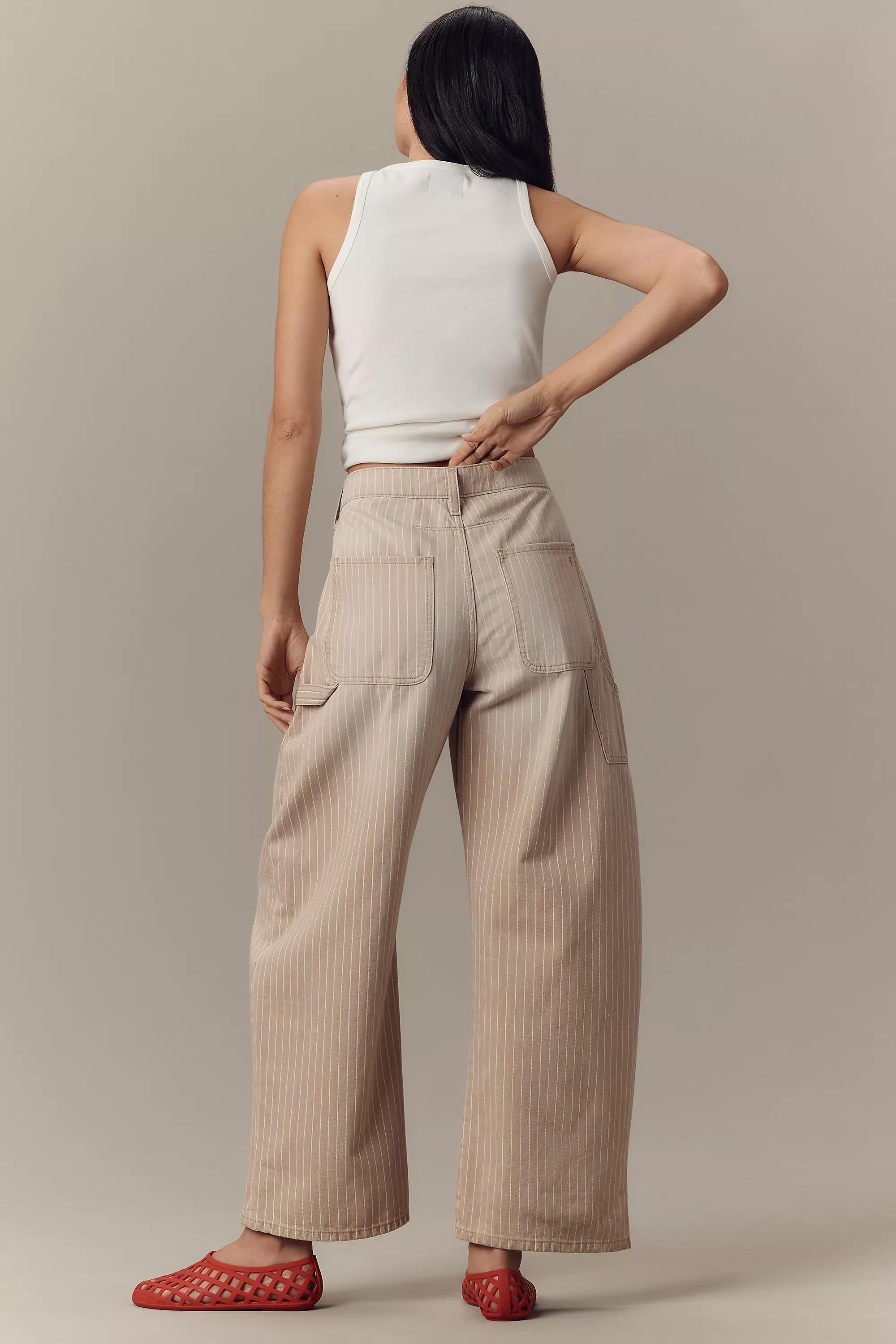 Anthropologie Striped Light Wash Jeans, Orange, , large image number 1