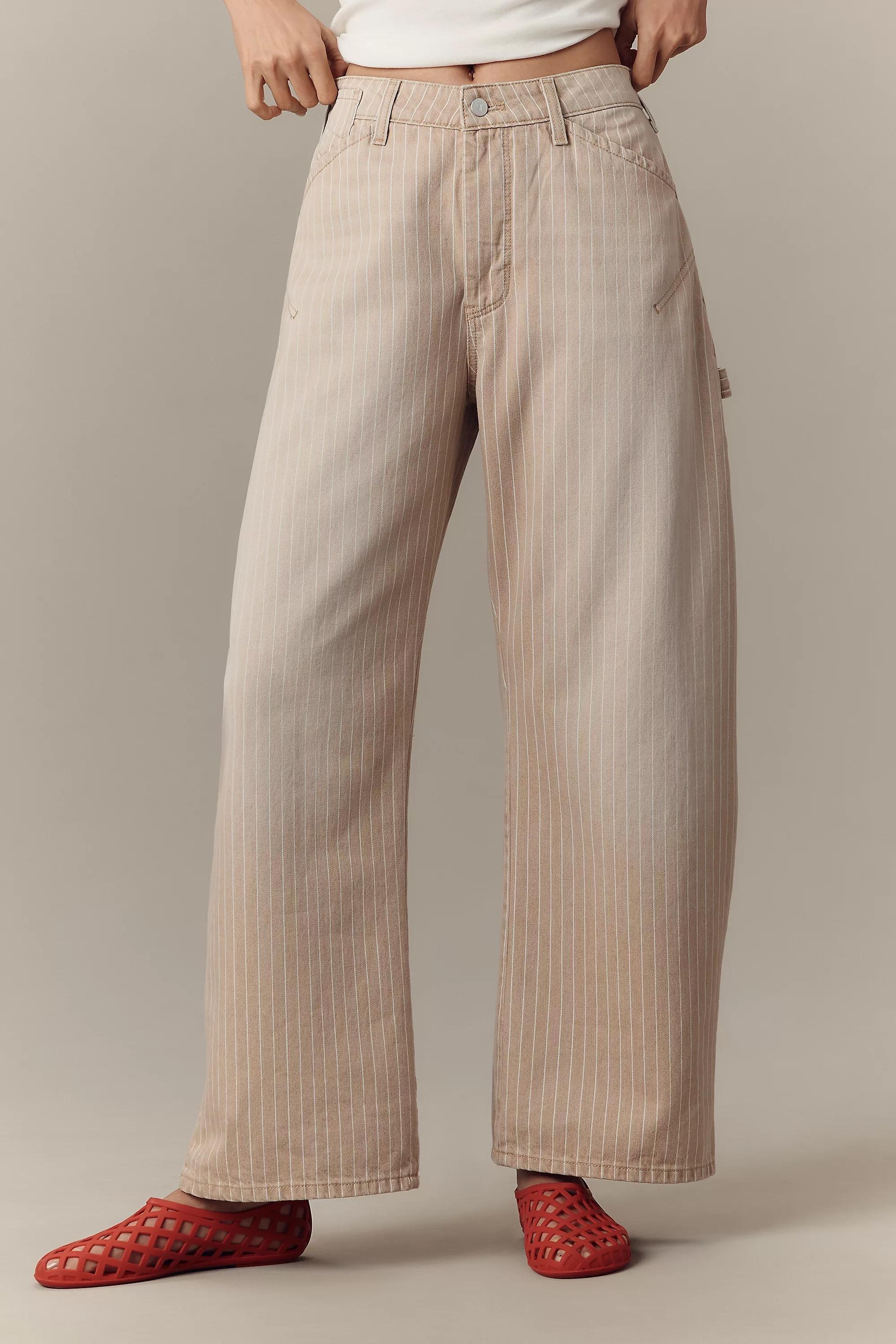 Anthropologie Striped Light Wash Jeans, Orange, , large image number 2