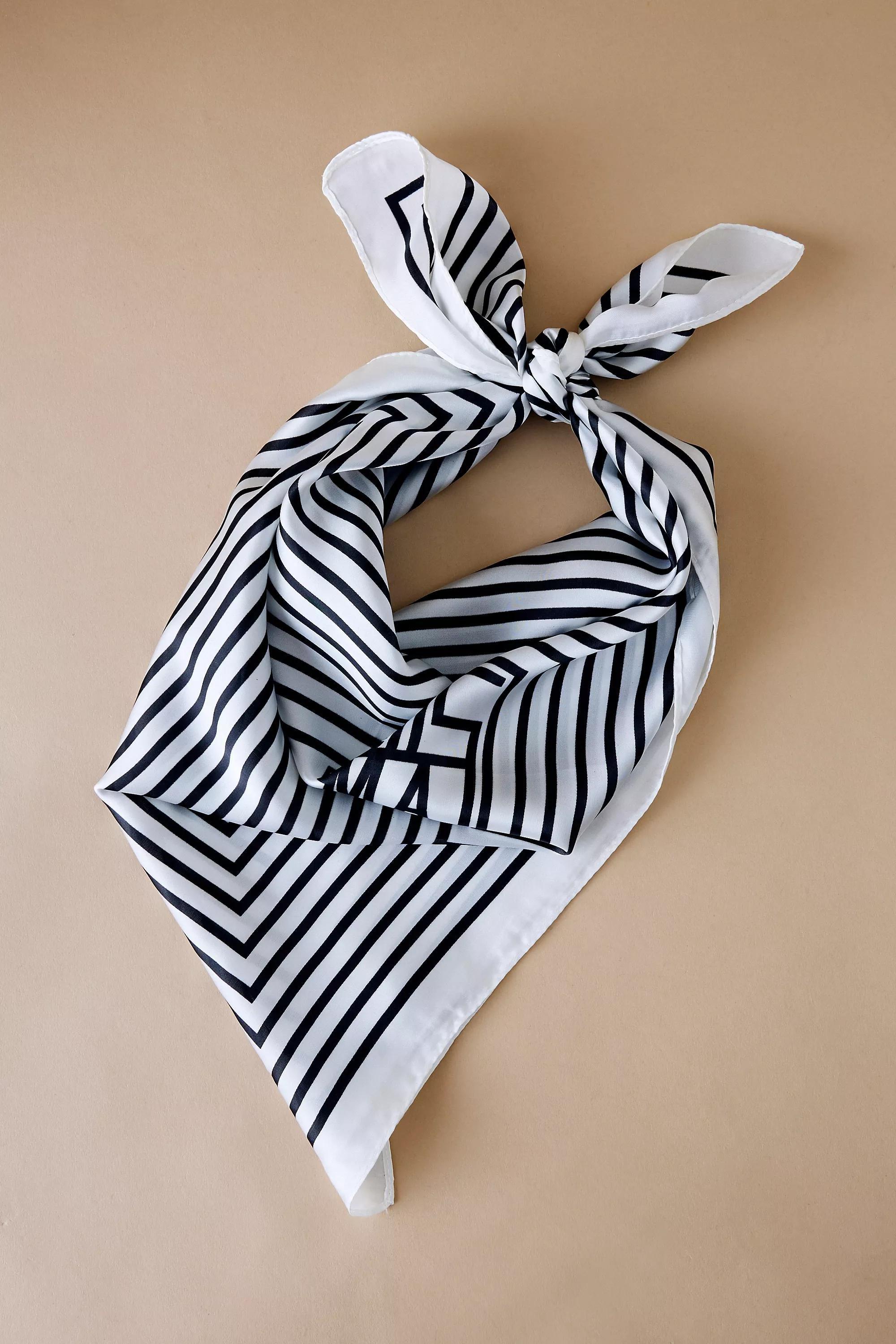 Anthropologie Striped Print Head-Scarf, Khaki, A501_0010, large image number 0