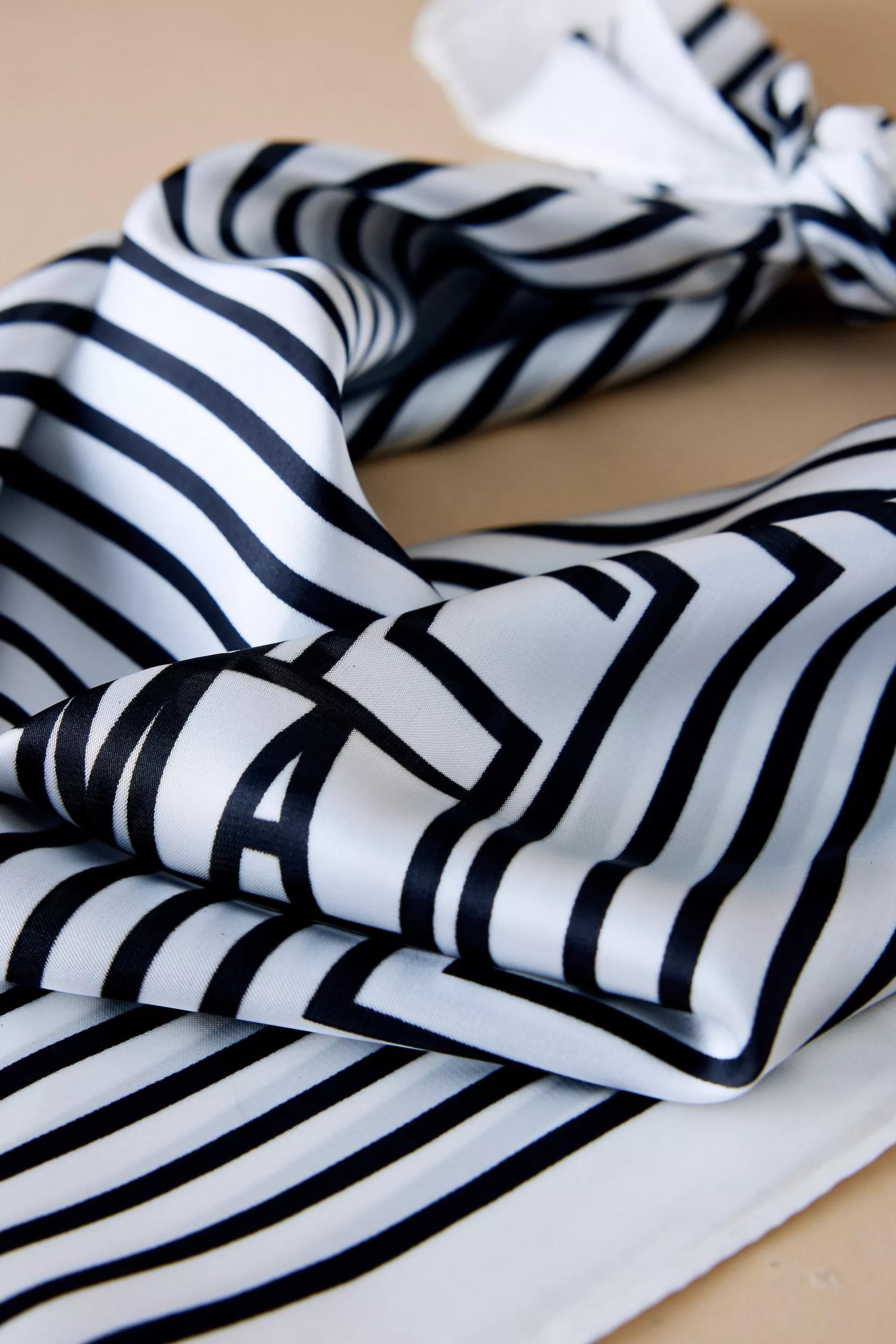 Anthropologie Striped Print Head-Scarf, Khaki, A501_0010, large image number 1