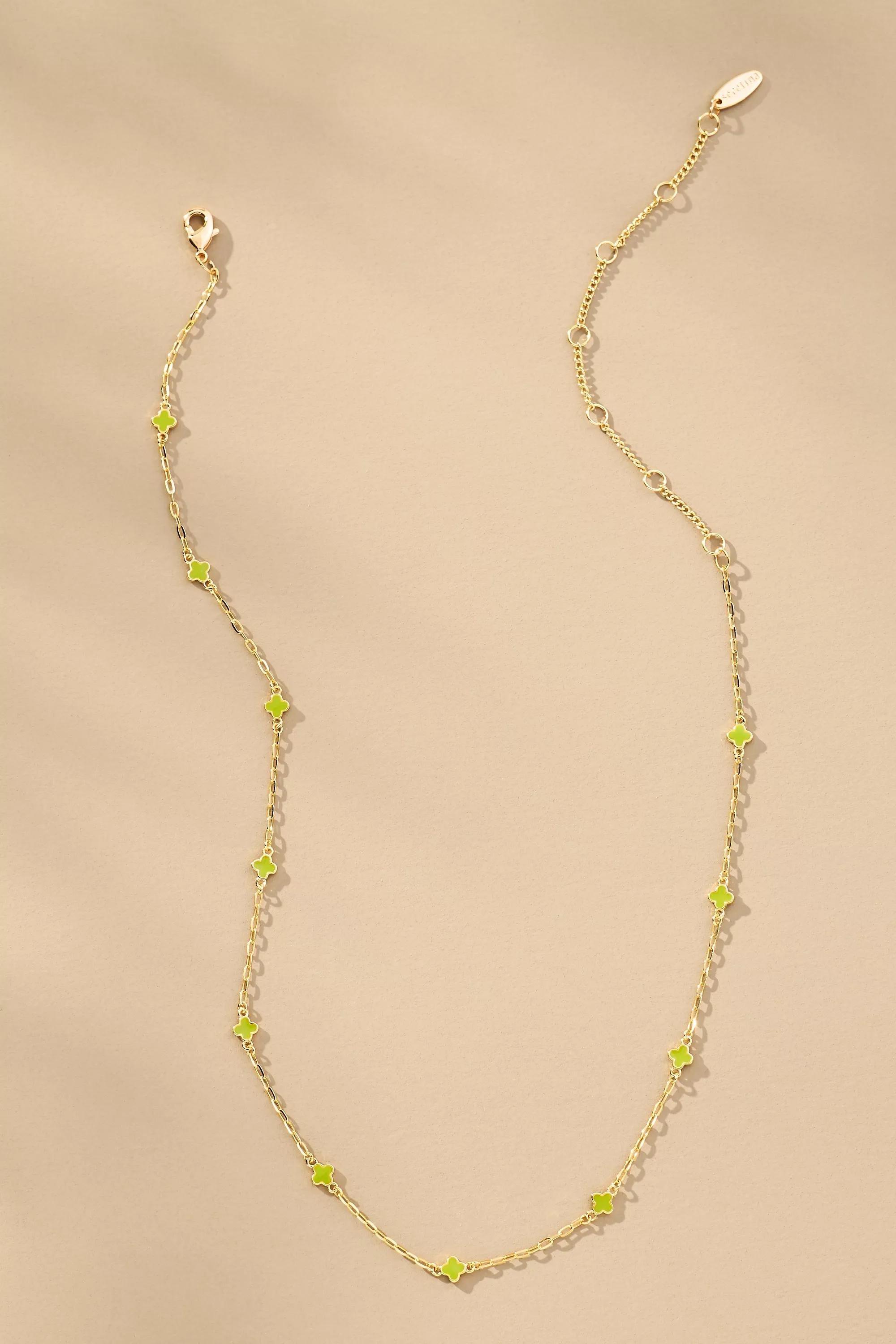 LIME Tiny Clover Chain Necklace, A501_0034, medium