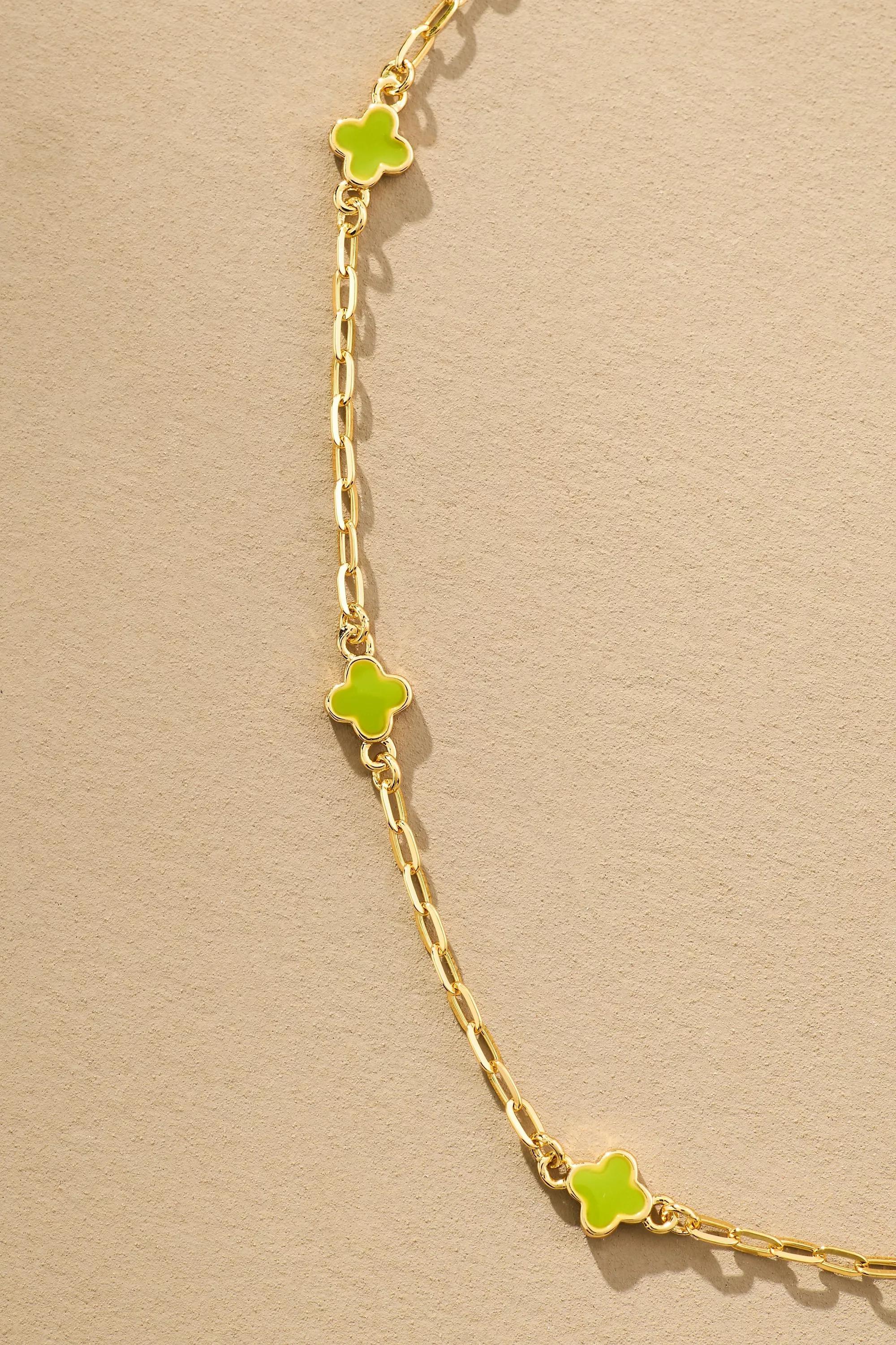 LIME Tiny Clover Chain Necklace, A501_0034, medium